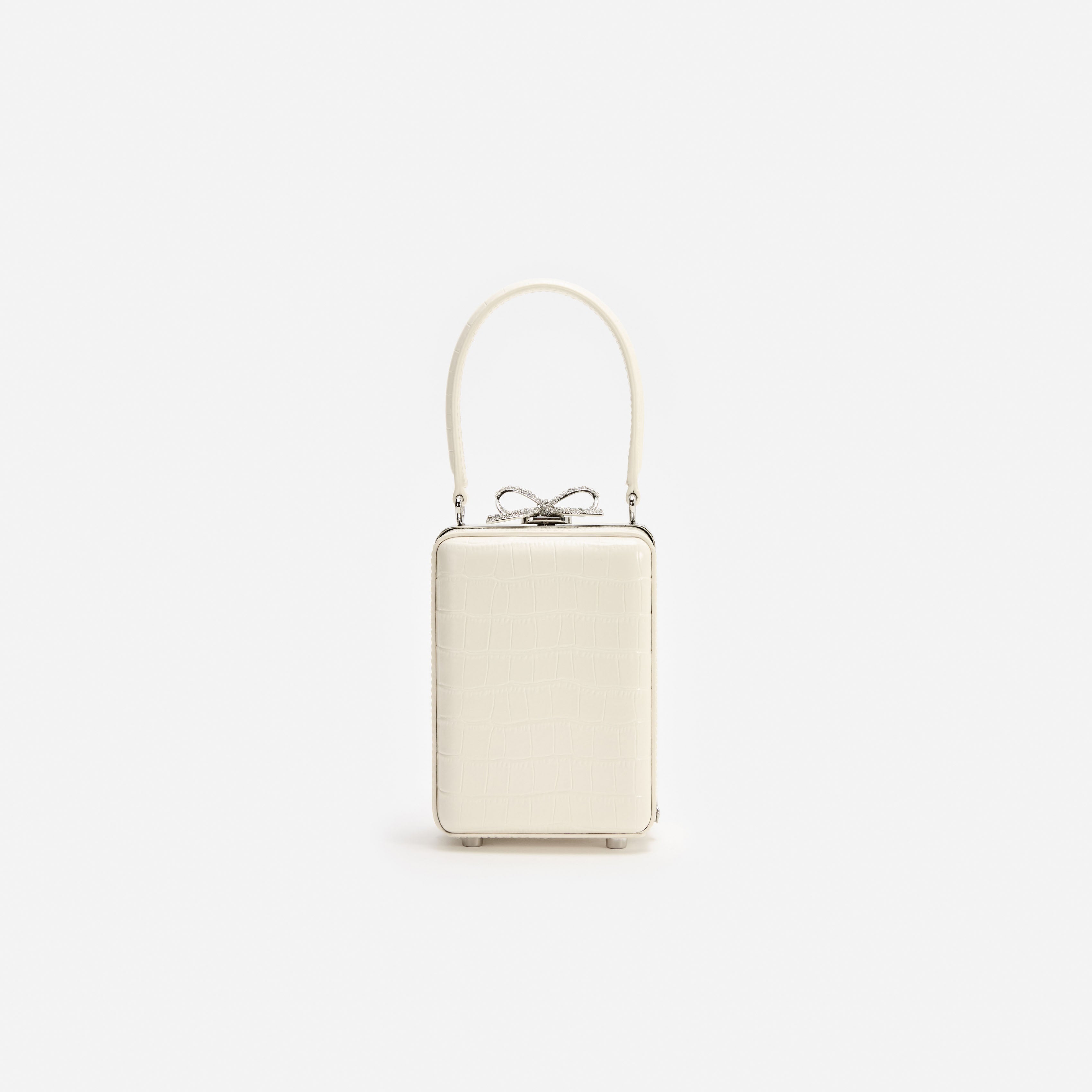 Self Portrait Cream Croc Micro Bag Handtasche Creme Leder