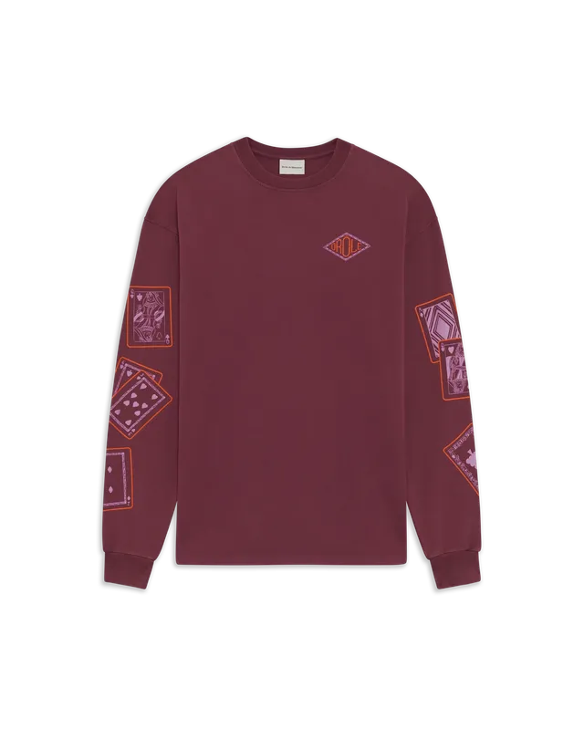 Drôle De Monsieur Cards Longsleeve T-Shirt bordeaux