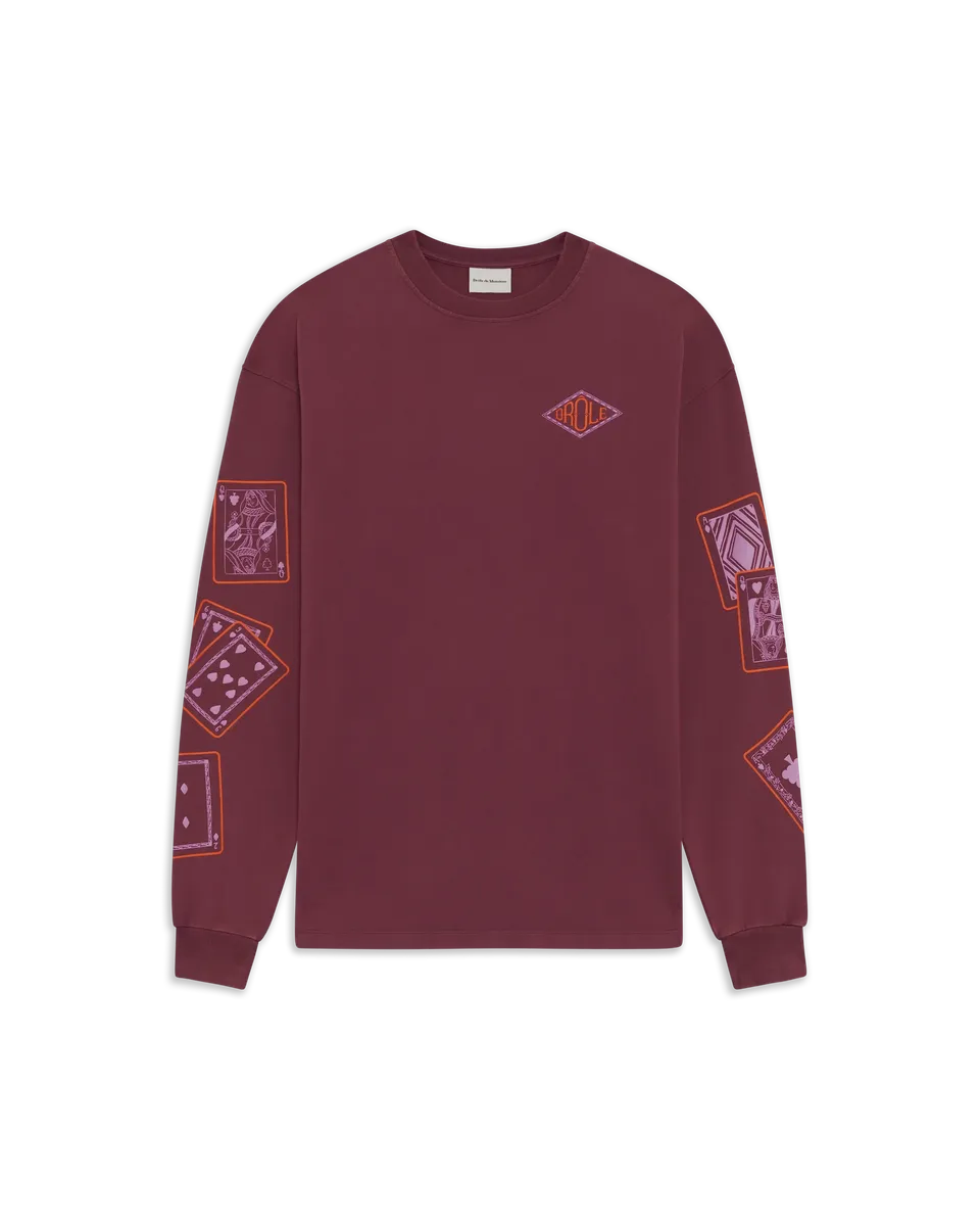 Drôle De Monsieur Cards Longsleeve T-Shirt bordeaux