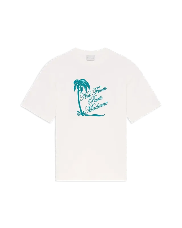 Drôle De Monsieur Slogan Palmiers T-Shirt Off White Baumwolle