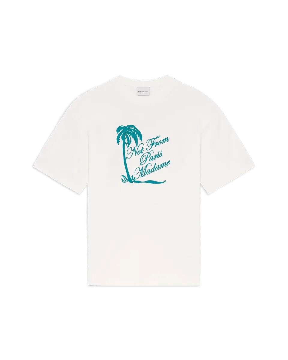 Drôle De Monsieur Slogan Palmiers T-Shirt Off White Baumwolle