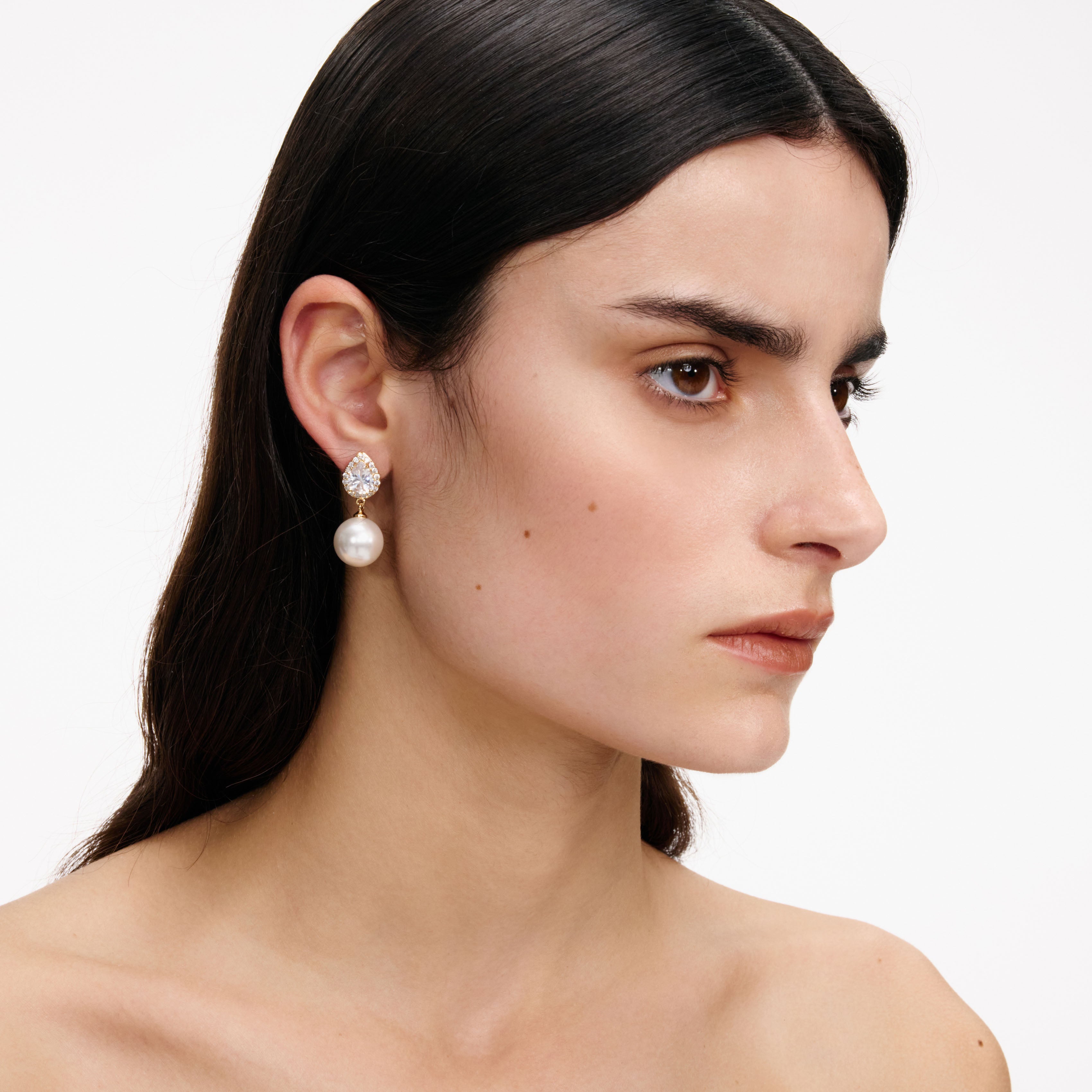Self Portrait Jewellery Gold Crystal Pearl Ohrringe Gold