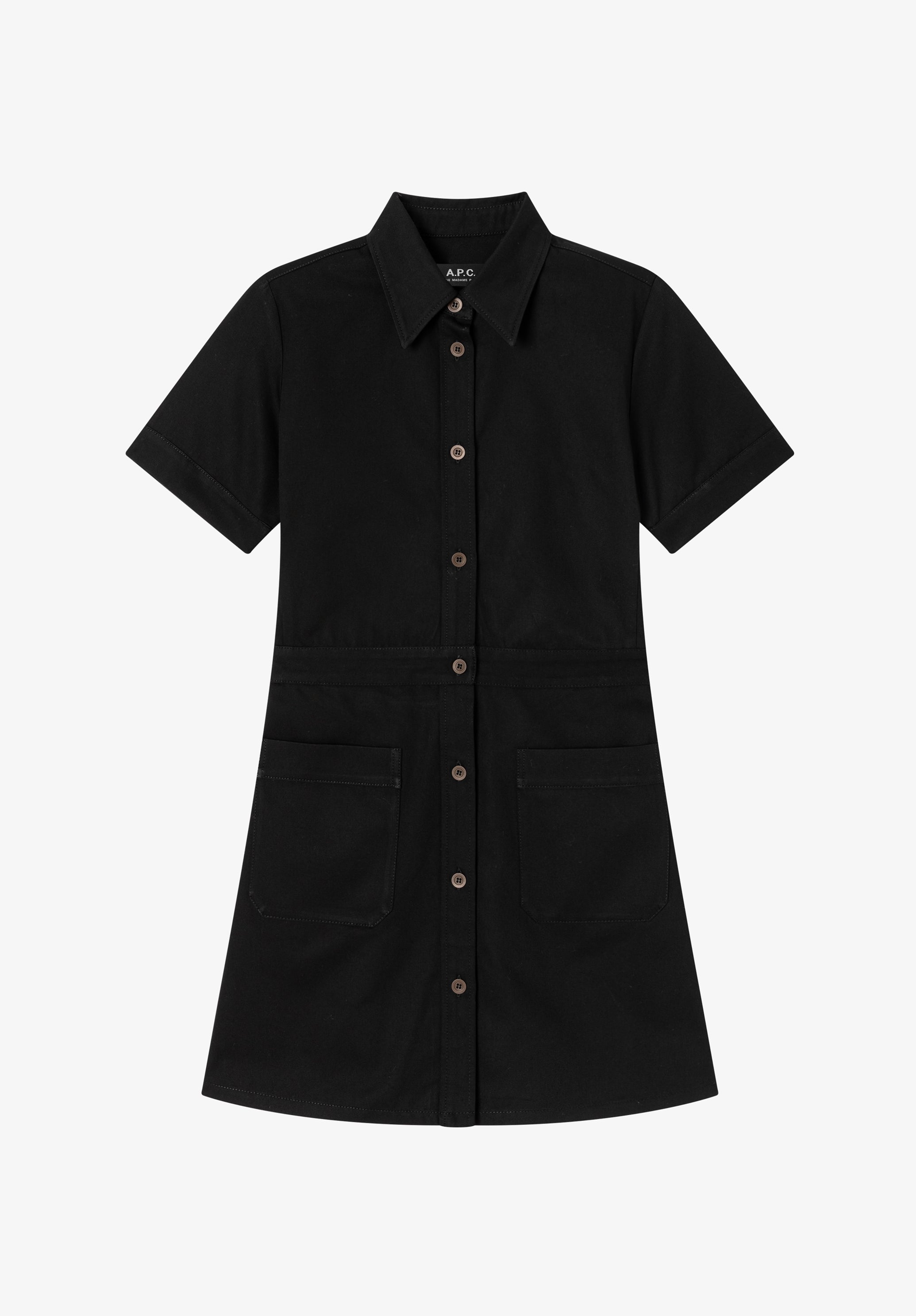 A.P.C. DRESSES Schwarzes Moleskin-Kleid Kleid schwarz 34 Baumwolle