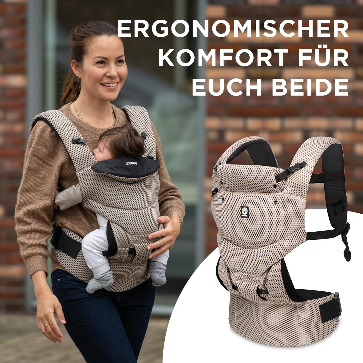 Dooky Carrier Urban Comfort Babytrage Schwarz 0-3 Jahre 15 kg