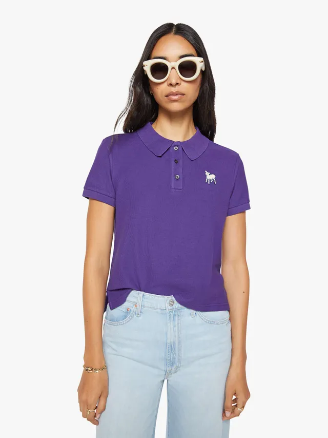 Mother Split S/S Match Polo Purple Reign Lila Baumwolle