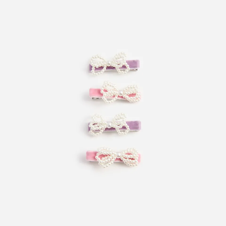 Self Portrait Multi Velvet Pearl Bow Haarspangen Multi