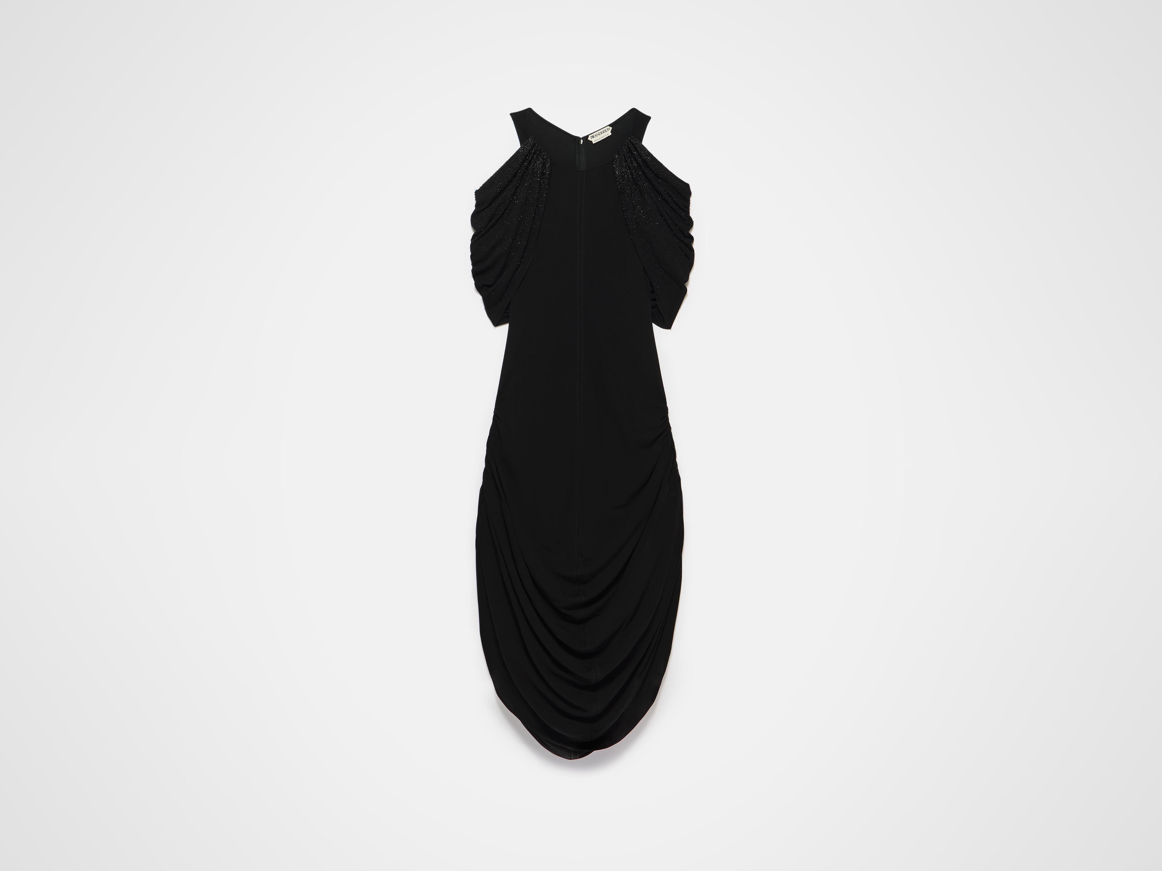 J.W.Anderson Beaded Sleeve Midikleid Schwarz Kristalle