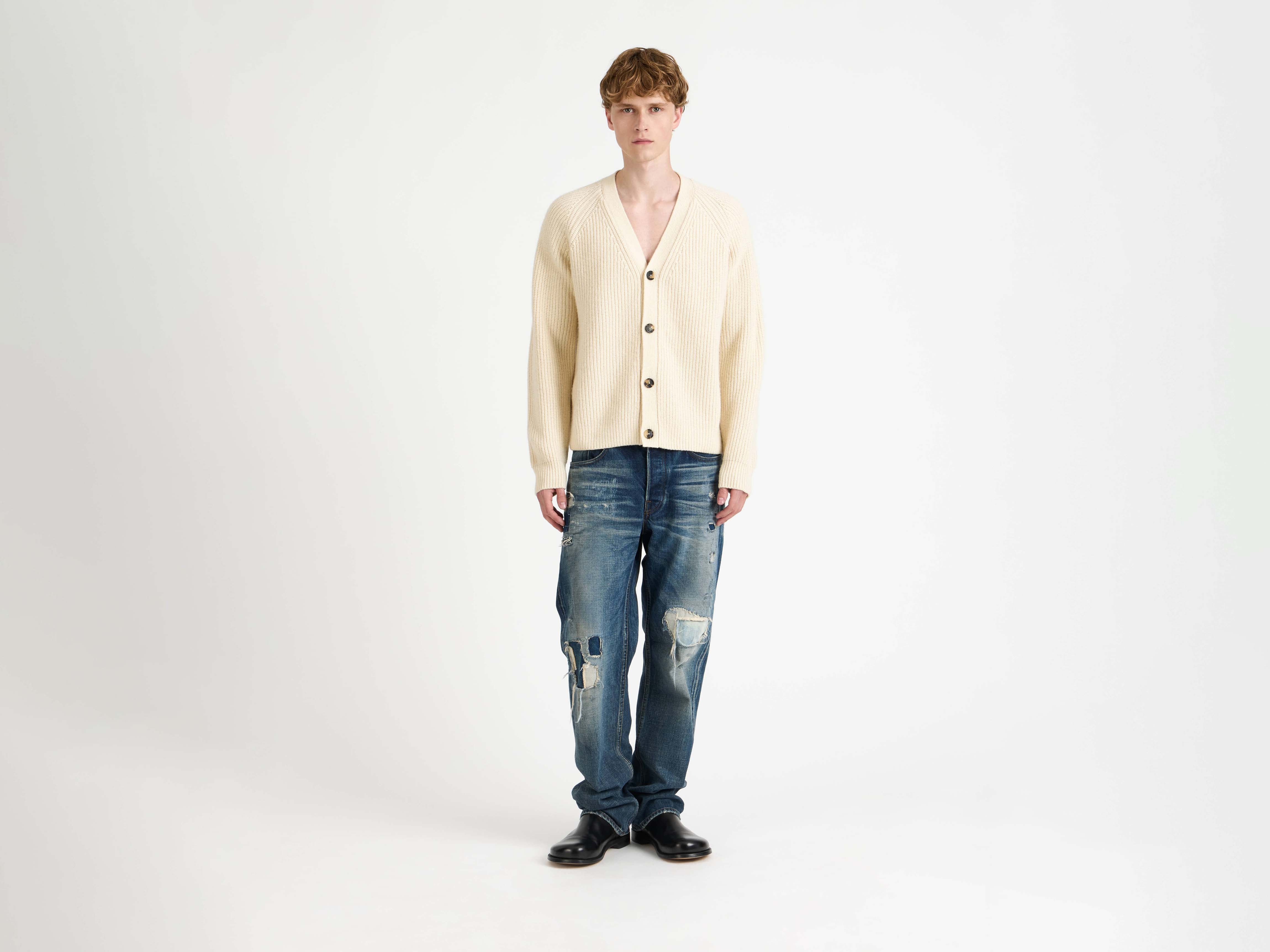 J.W.Anderson V-Neck Cardigan Ivory Herren Yak