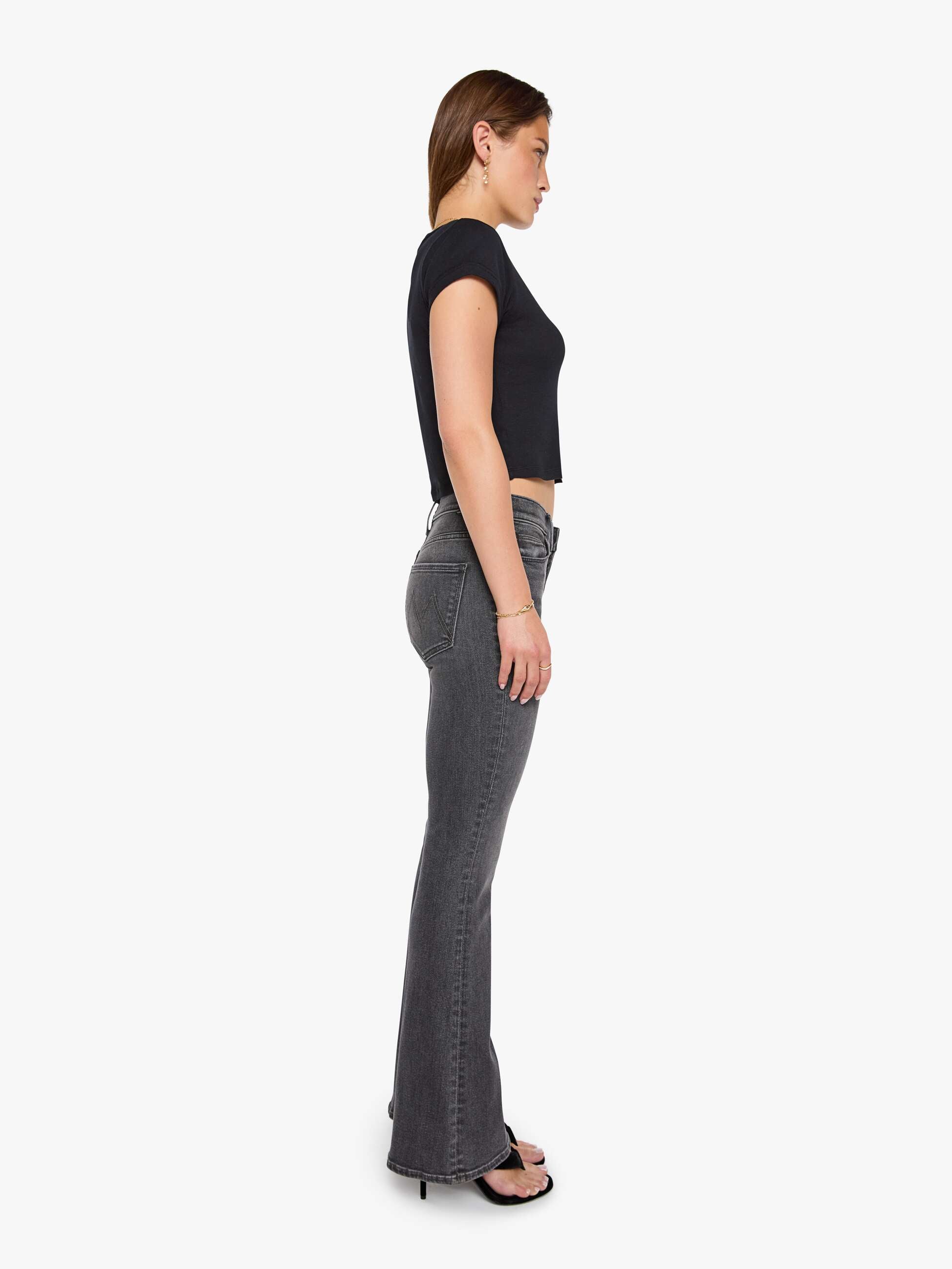 Mother The Weekender 1585-1611-CPH Flare-Jeans Schwarz Stretch