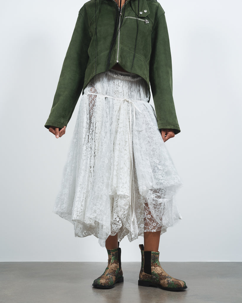 J.W.Anderson Cropped Biker Jacket Damen khaki Leder