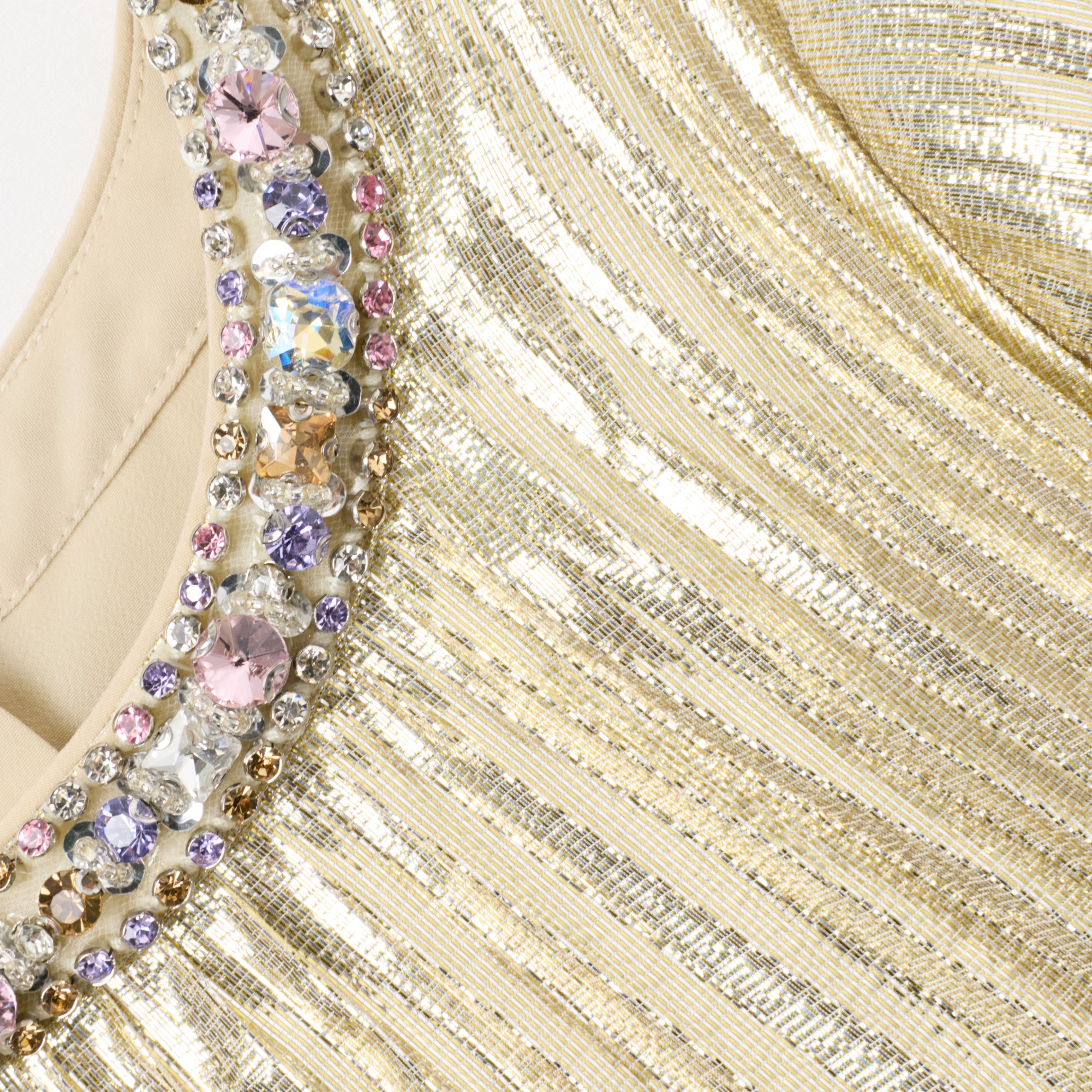 Self Portrait Gold Metallic Chiffon Feather Kinderkleid Champagner