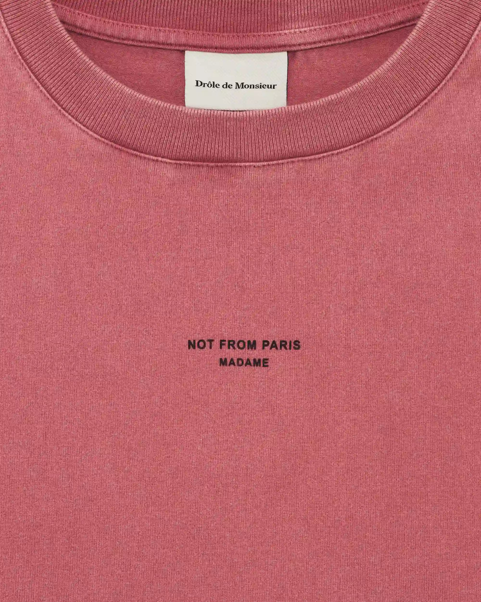 Drôle De Monsieur Washed Classic Slogan T-Shirt dunkelrosa