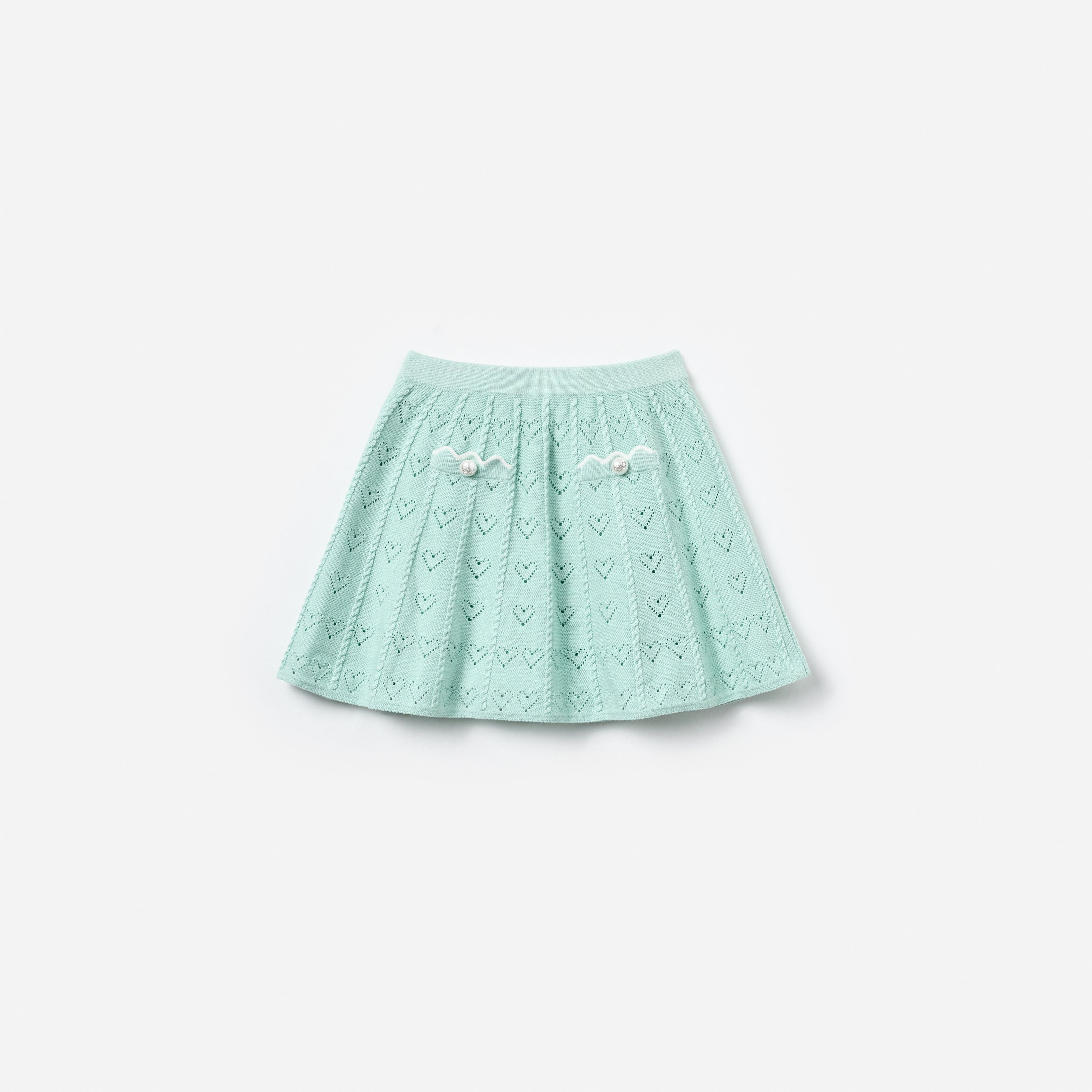 Self Portrait Bottoms Heart Knit Skirt Mint Kinder