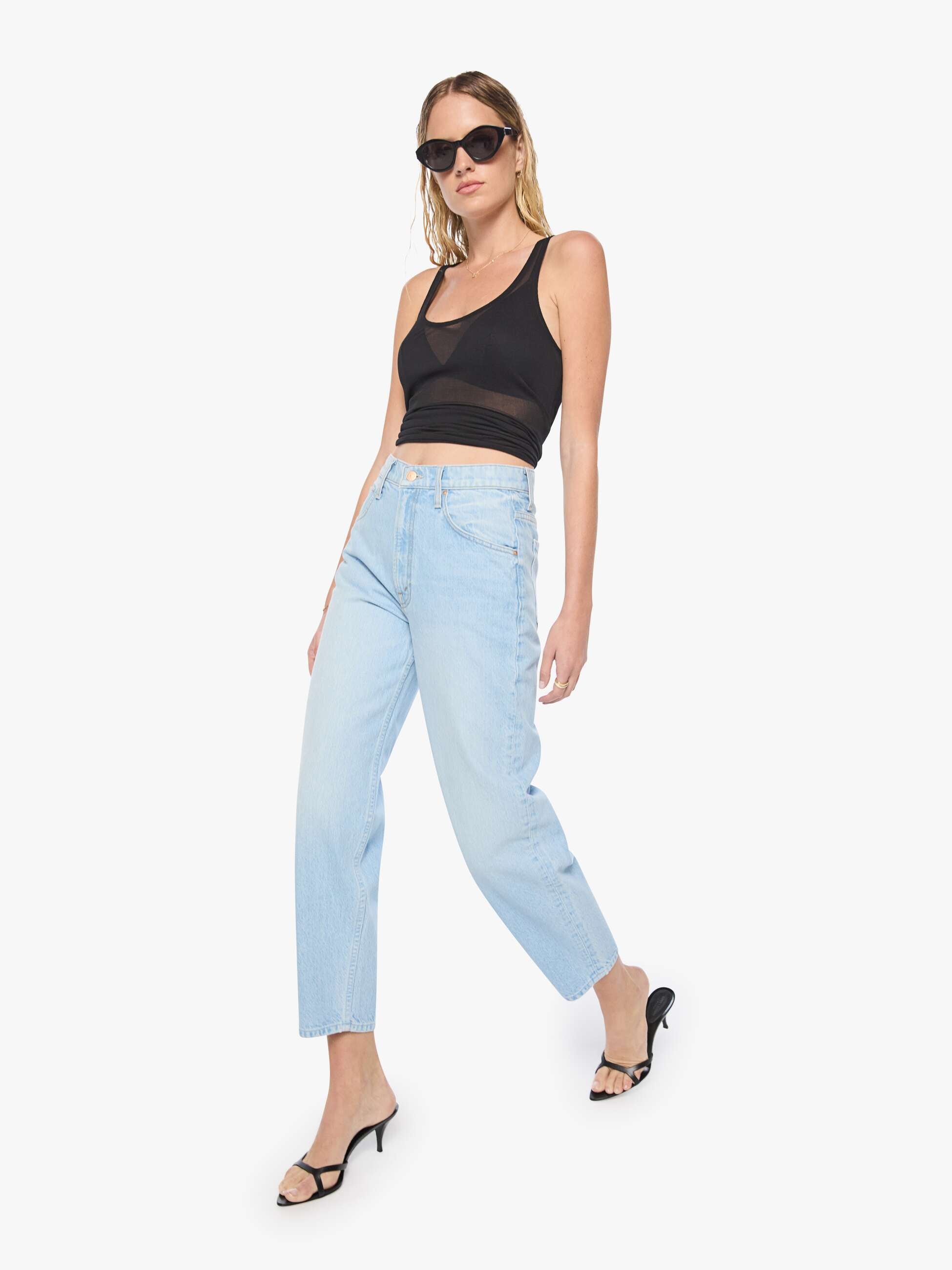 Mother SNACKS Peeler Ankle Jeans Dots Hellblau 27
