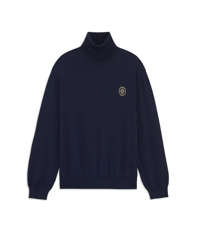 Drôle De Monsieur D Mirror Rollkragenpullover navy Wolle Seide