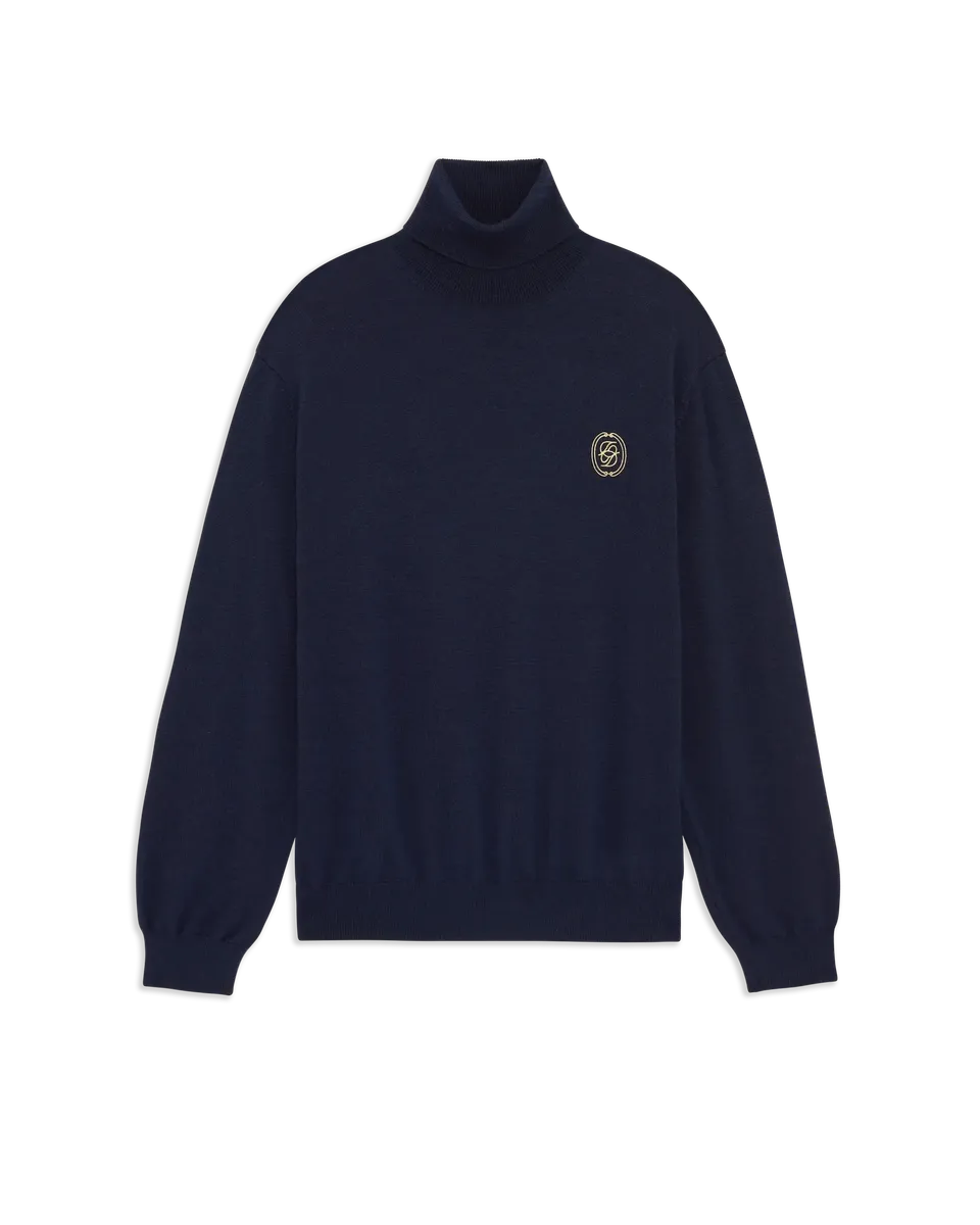 Drôle De Monsieur D Mirror Rollkragenpullover navy Wolle Seide