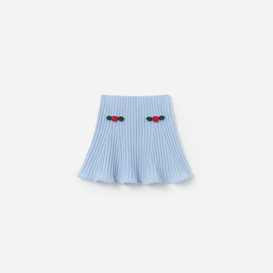 Self Portrait Blue Cable Knit Skirt Strickrock Blau Kinder