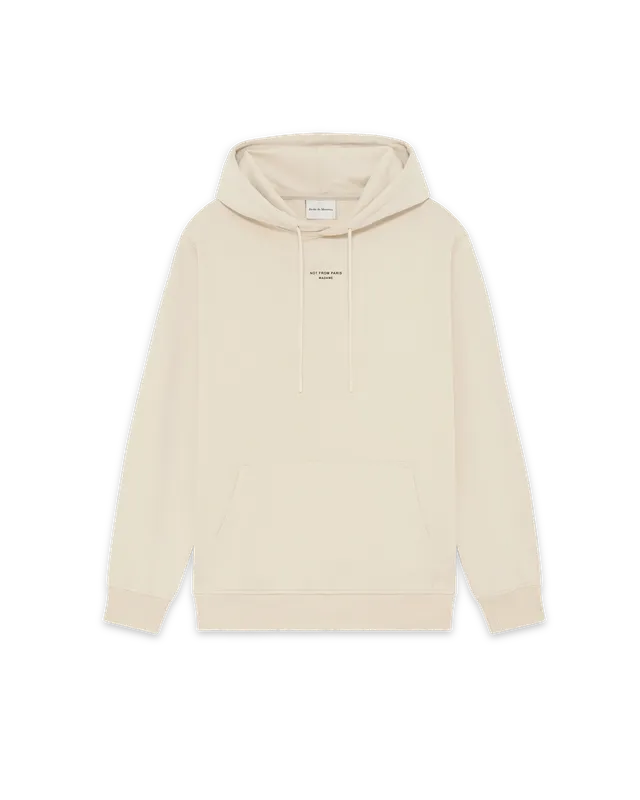 Drôle De Monsieur Hoodie Slogan Classique Kapuzenpullover Beige