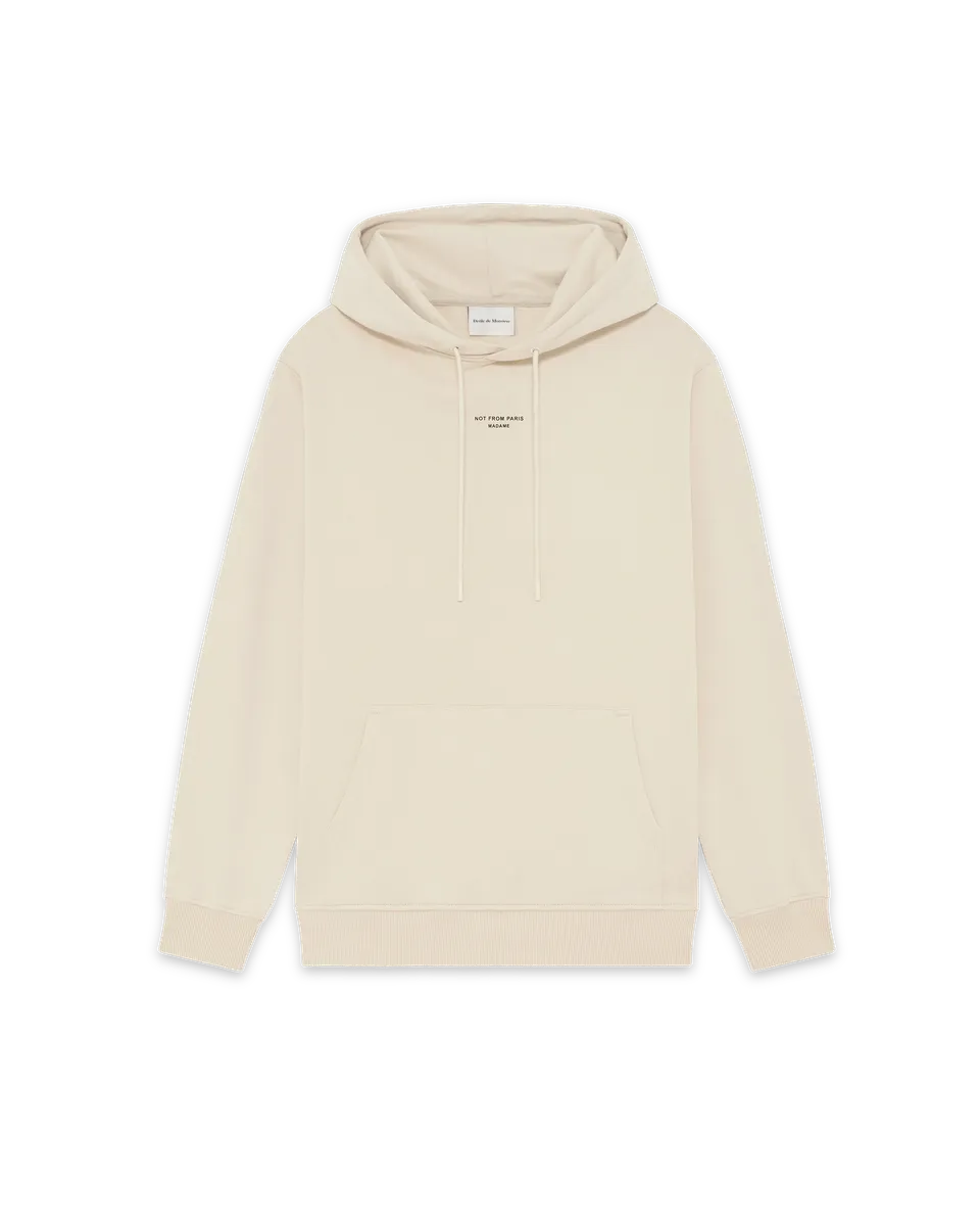 Drôle De Monsieur Hoodie Slogan Classique Kapuzenpullover Beige