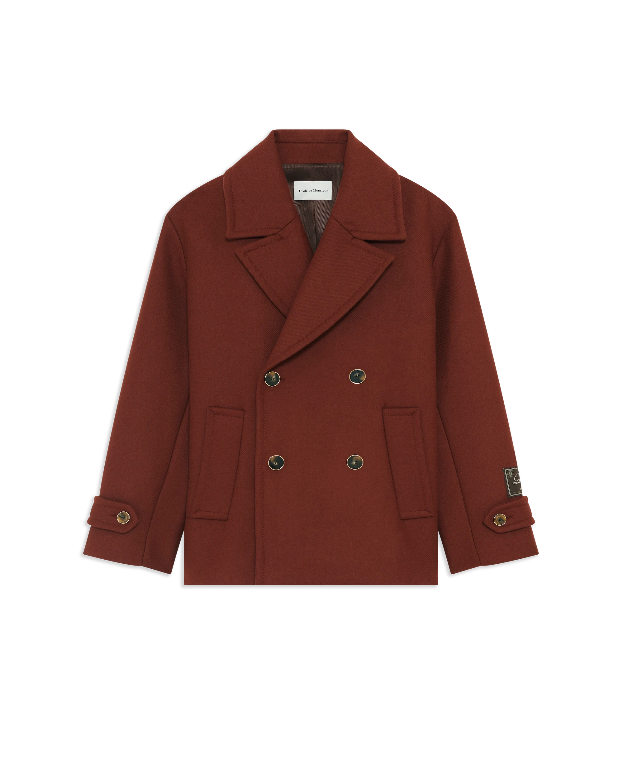 Drôle De Monsieur Wool Peacoat Wollmantel Rot Zweireihig