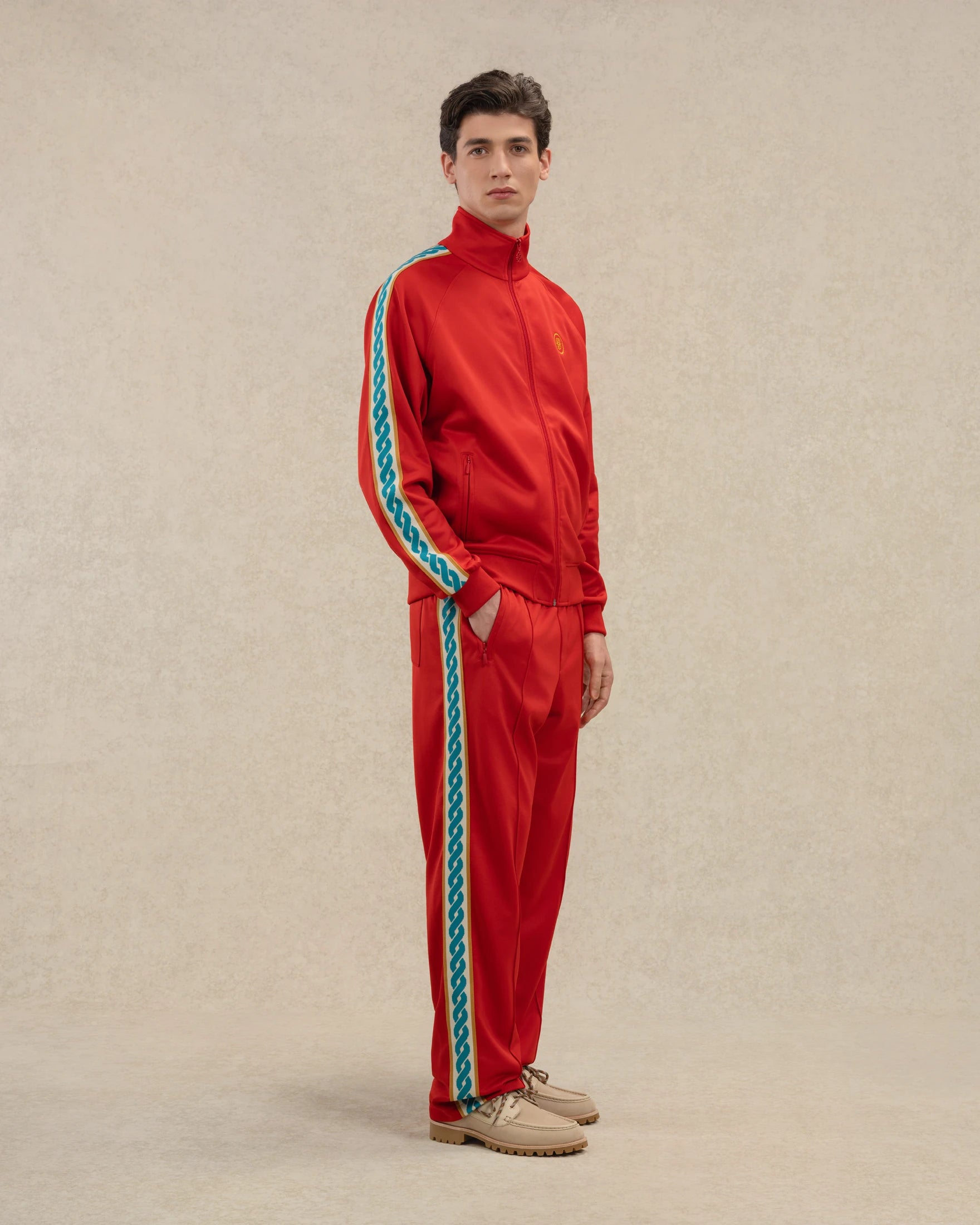 Drôle De Monsieur Veste Trainingsjacke rot Baumwollmix