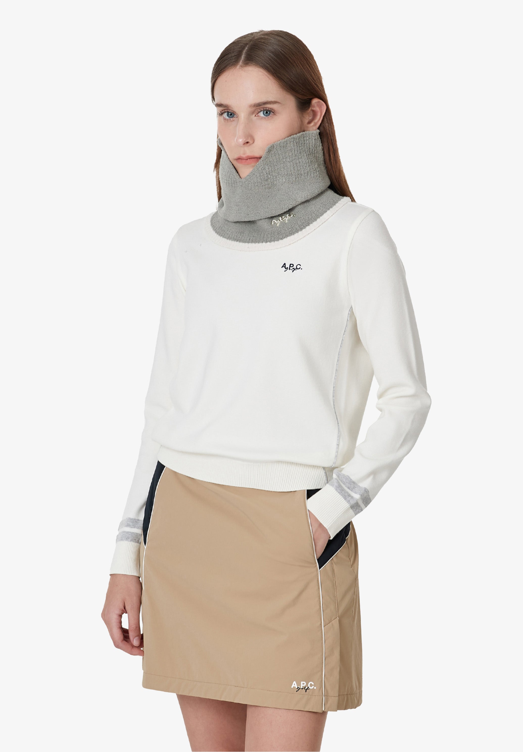 A.P.C. Halstuch Golf warm Stickerei TU weiss