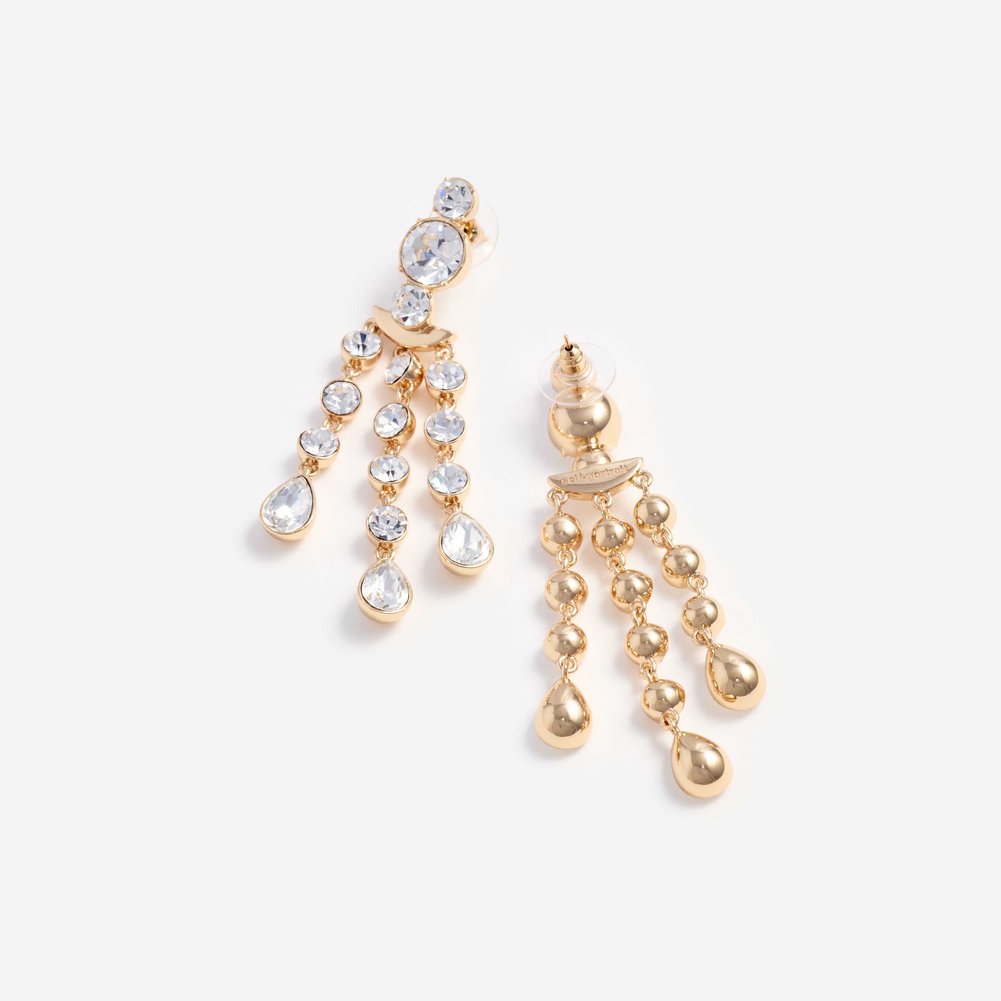 Self-Portrait Crystal Tiered Droplet Ohrringe Gold Kristall