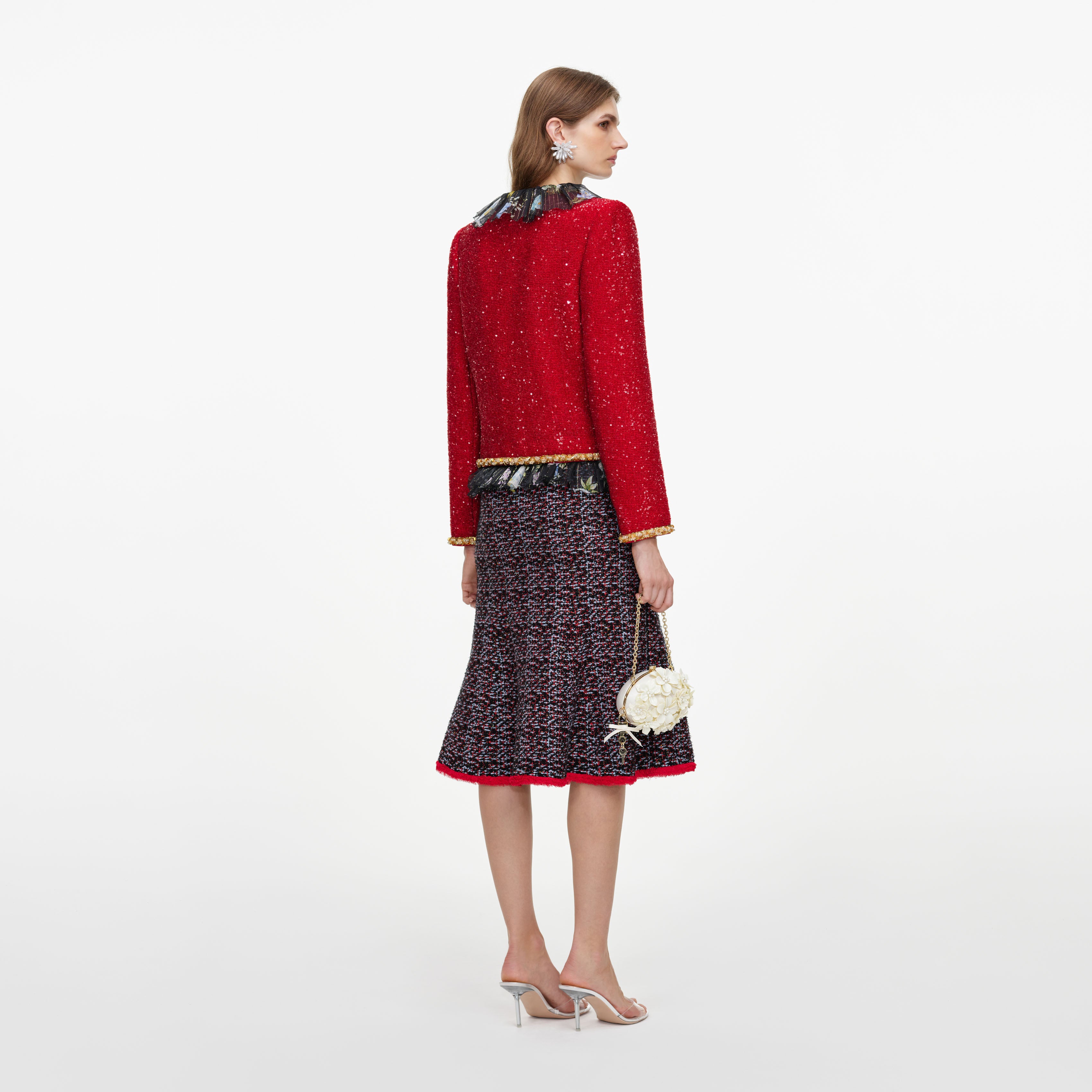 Self Portrait Outerwear Red Sequin Jacket Jacke Rot Pailletten