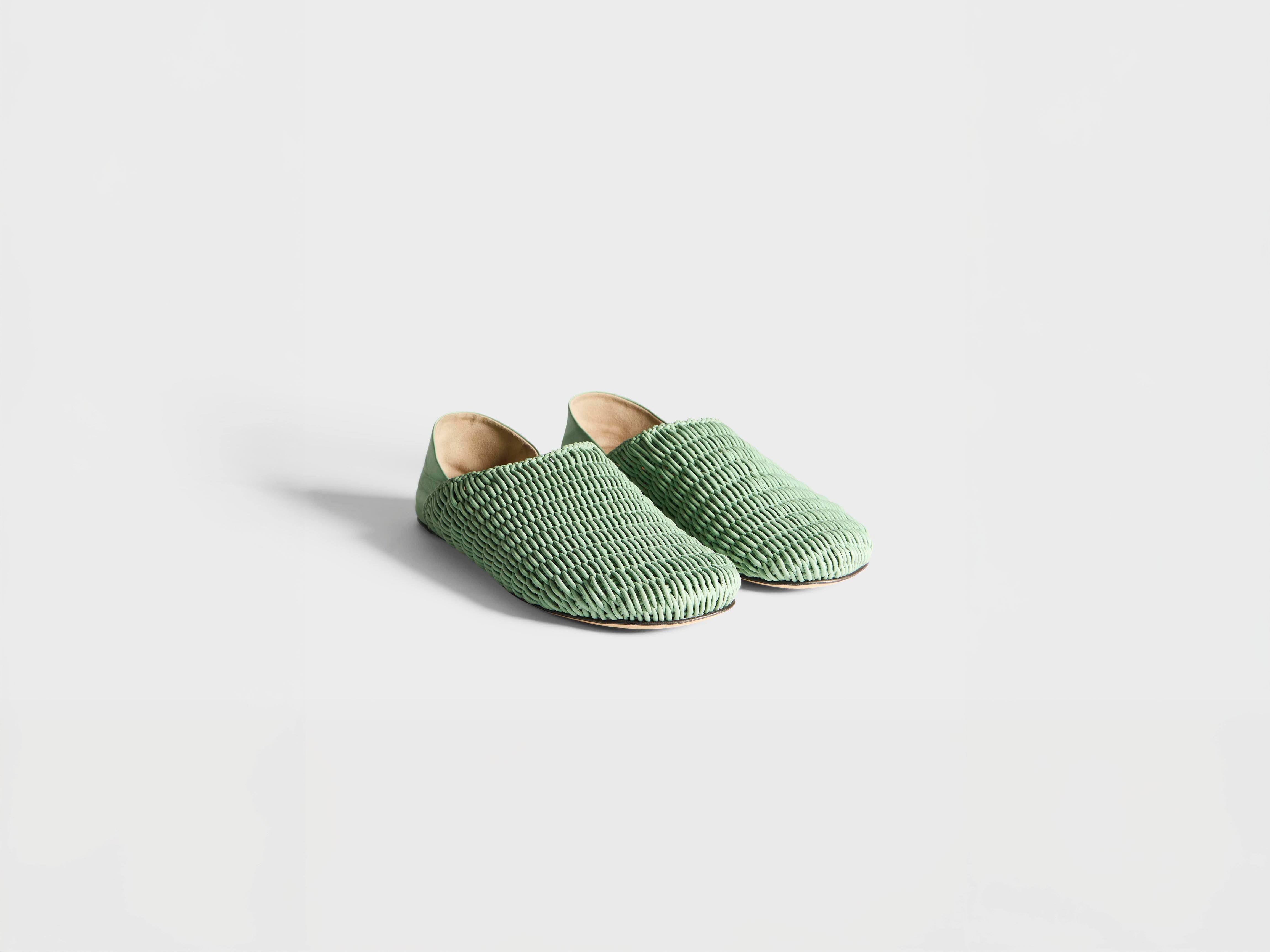 J.W.Anderson Slipper Mules Schuhe Salbeigrün Geflochten