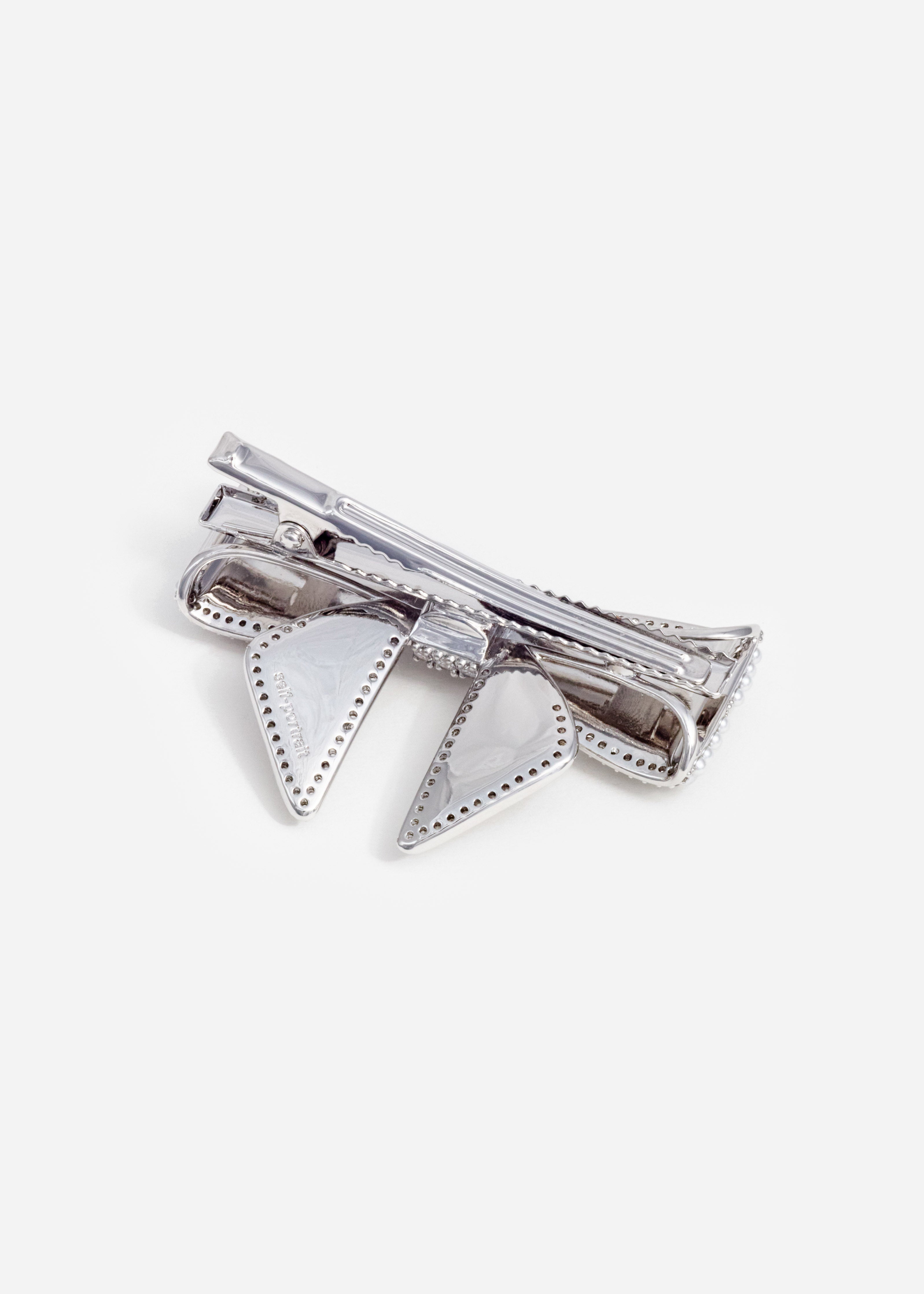 Self Portrait Haarclip Schleife silber Perlen One Size