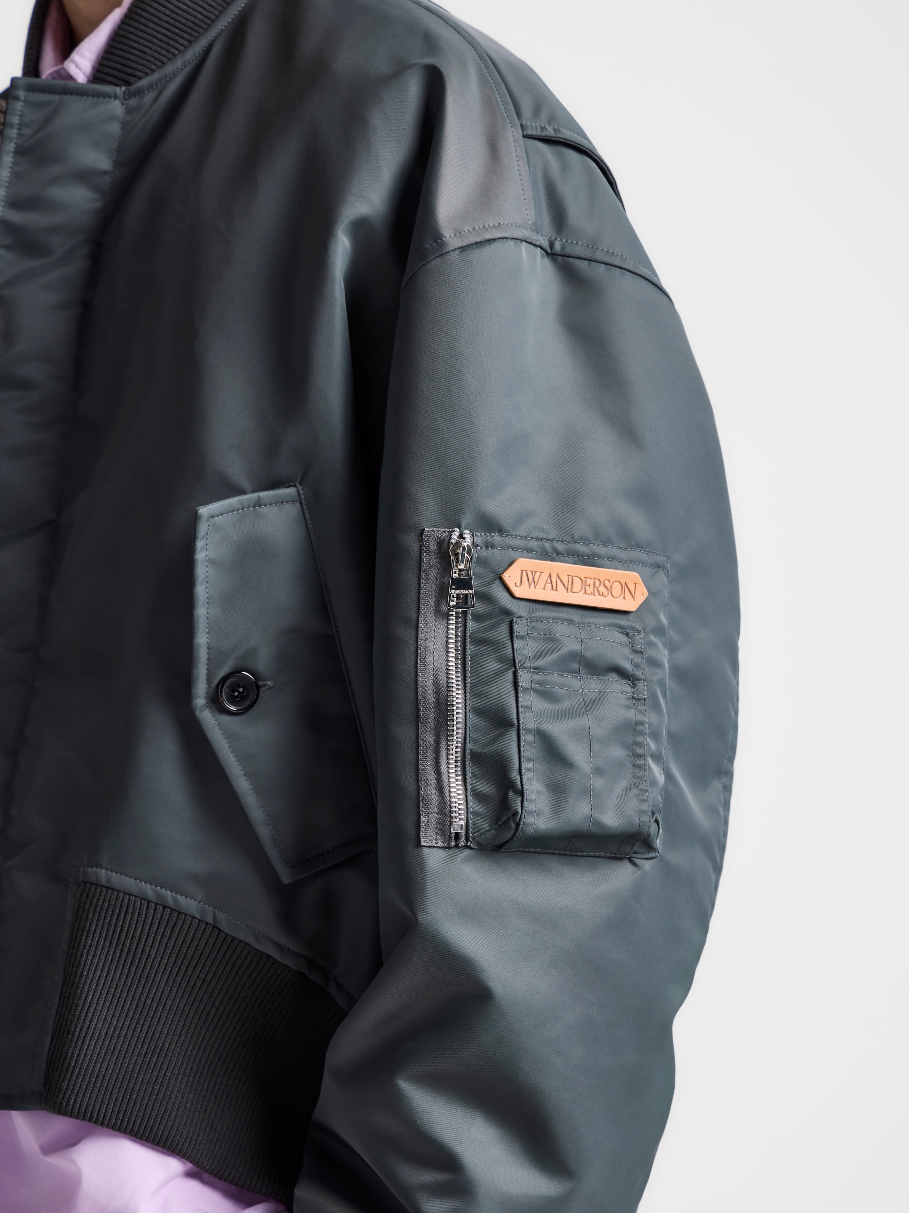 J.W.Anderson Bomberjacke Oversized Nylon Dunkelgrau Herren