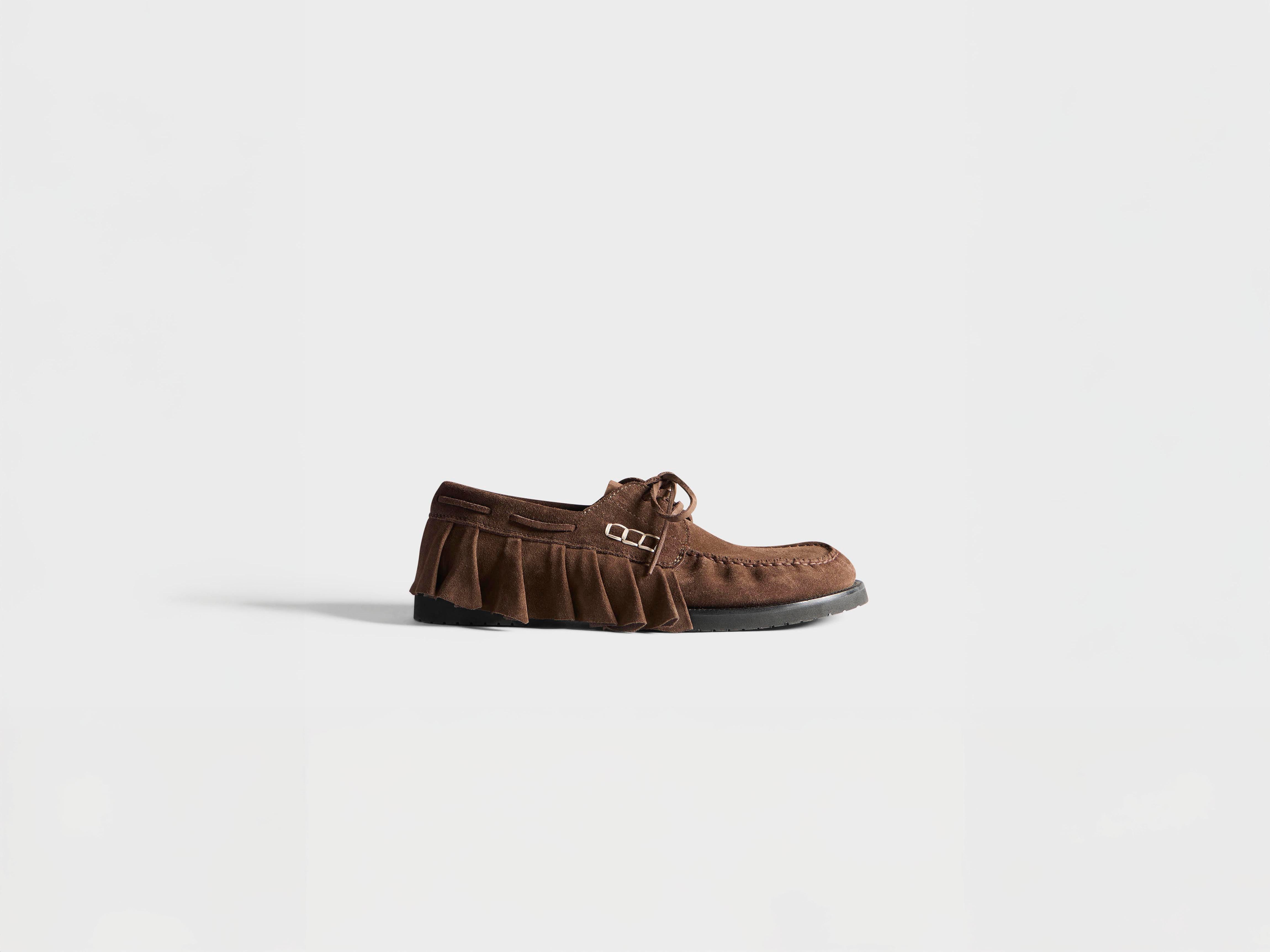 J.W.Anderson Loafer Ruffle Bootsschuh Braun Wildleder Damen