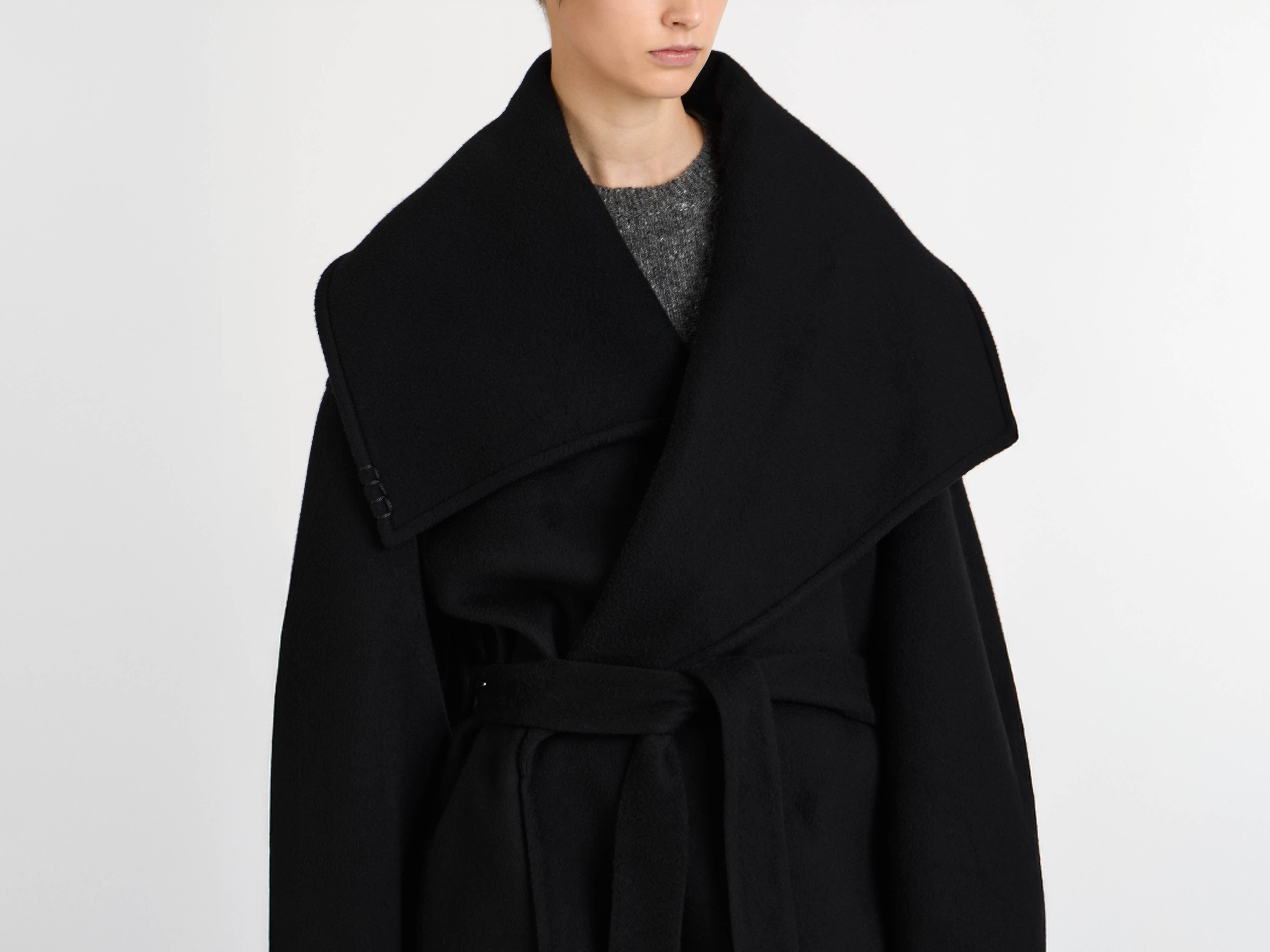 J.W.Anderson Longline Wrap Front Mantel Schwarz Doubleface