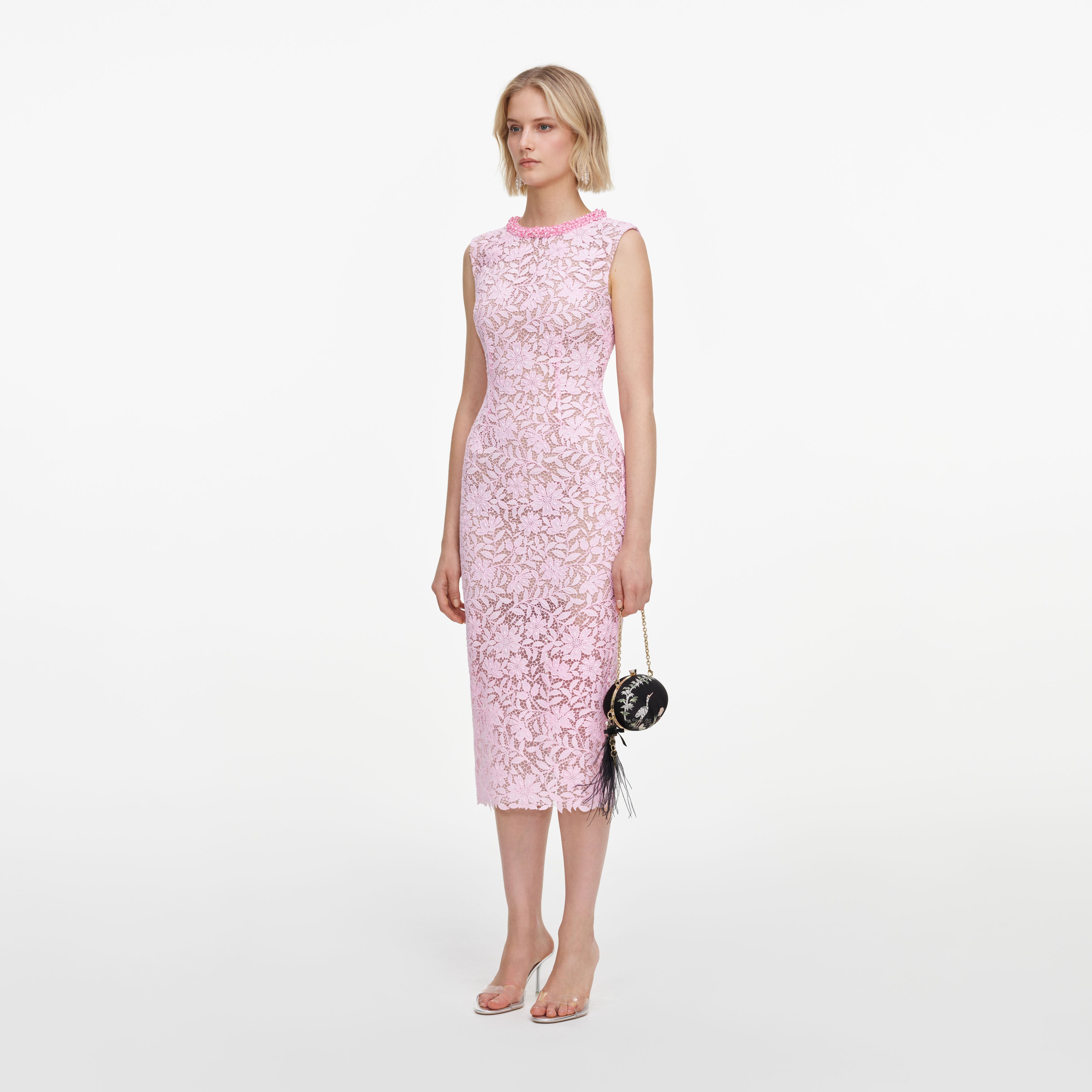 Self Portrait Pink Lace Midikleid UK 8 Spitze