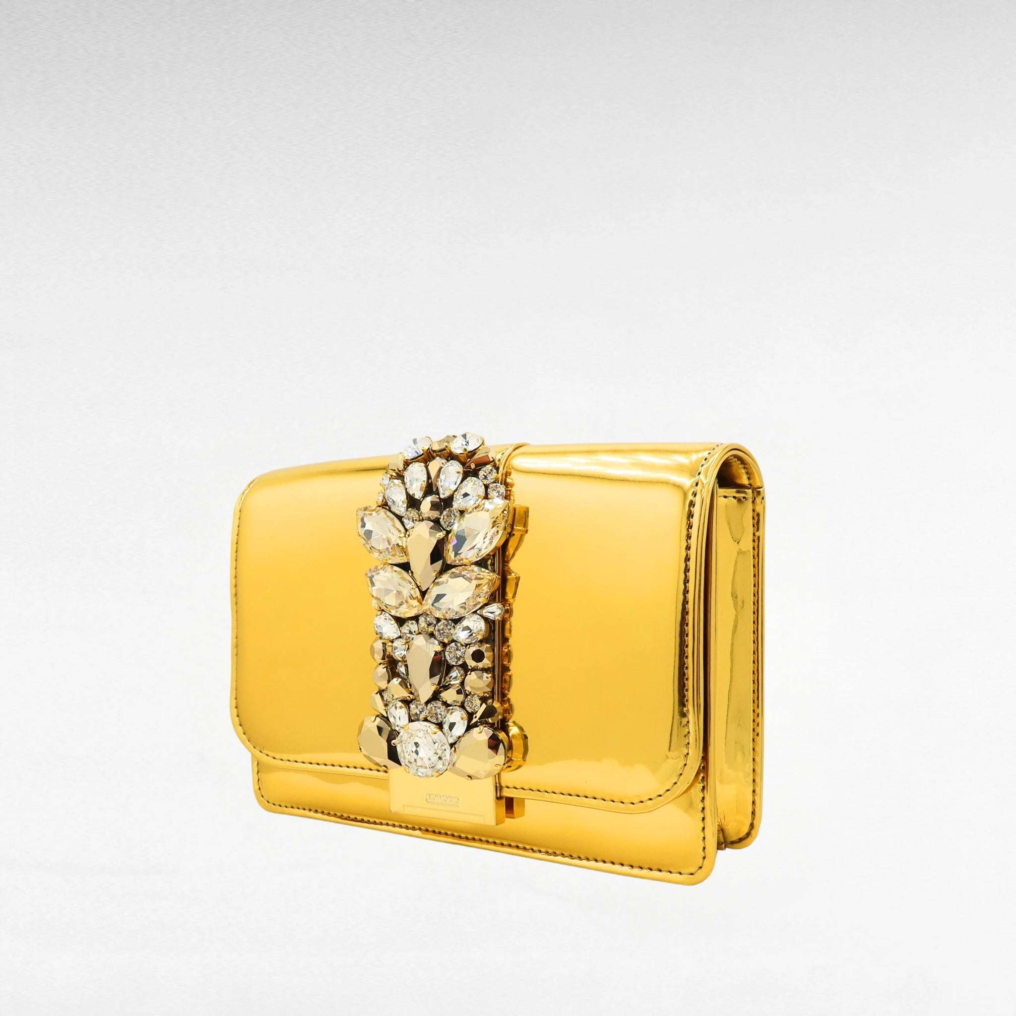 Gedebe Cliky Clutch Spiegelleder Steine 21cm
