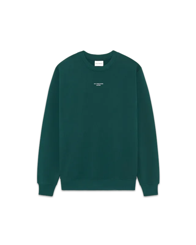 Drôle De Monsieur Slogan Sweatshirt French Terry Dunkelgrün