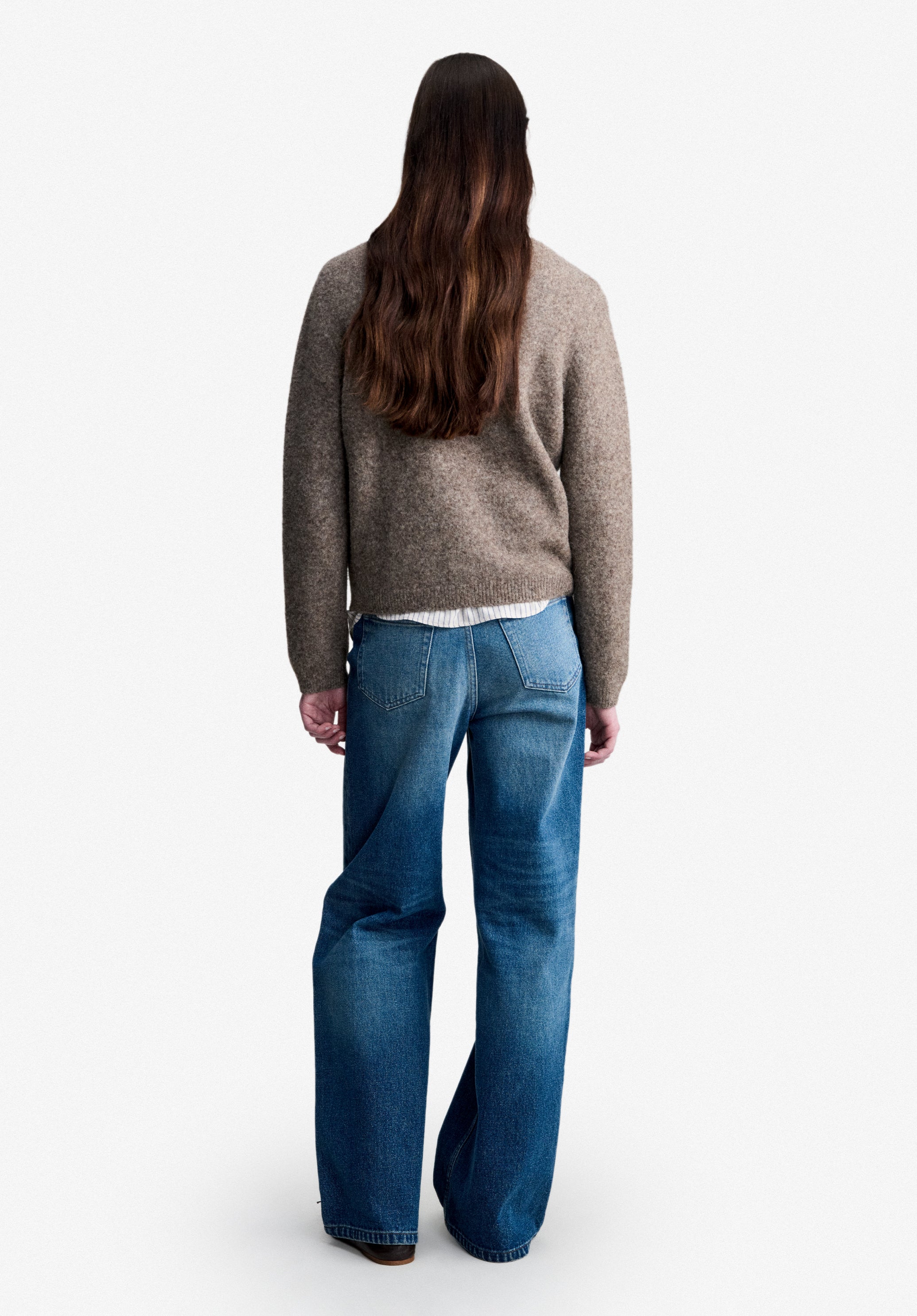 A.P.C. Cardigan Taupe Alpakawolle Rundhals Knöpfe
