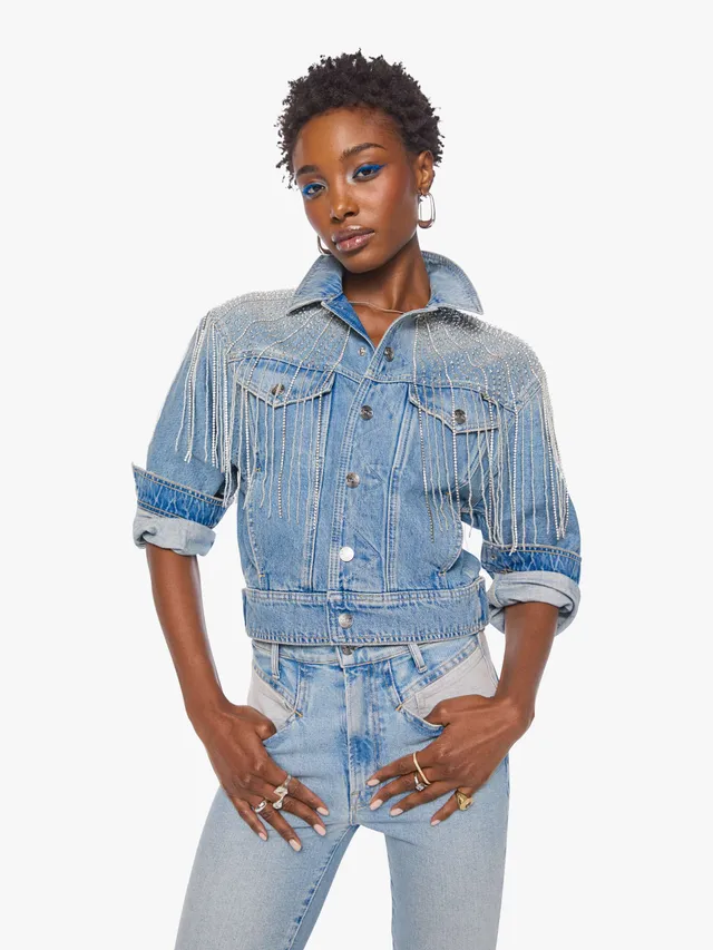 Mother The Fly Away Jeansjacke Sparkle Emergency Kit Blau