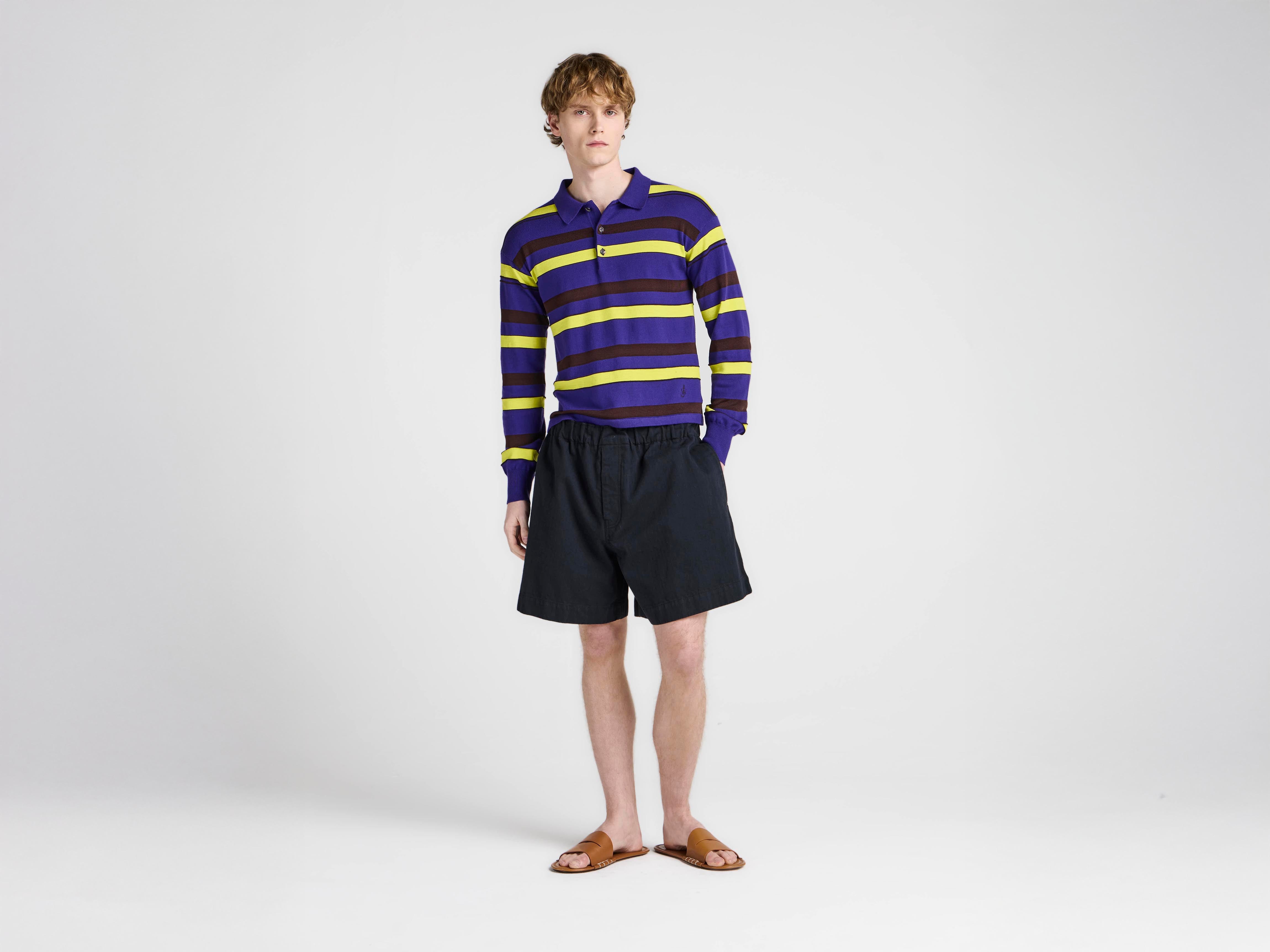 J.W.Anderson Knitwear Rugby Polo Top Ultraviolet Gestreift