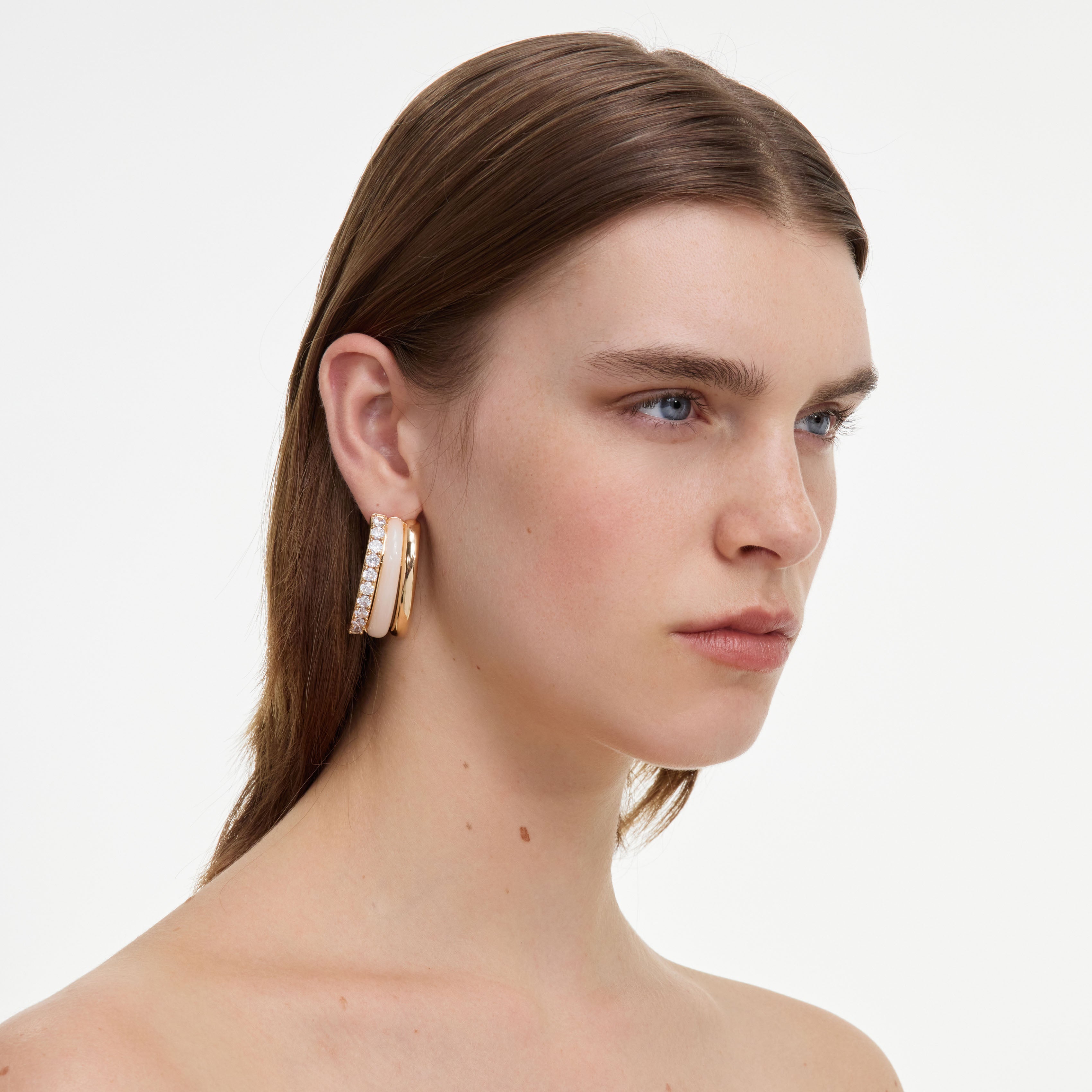 Self Portrait Creolen Gold Kristall Double Hoop Emaille