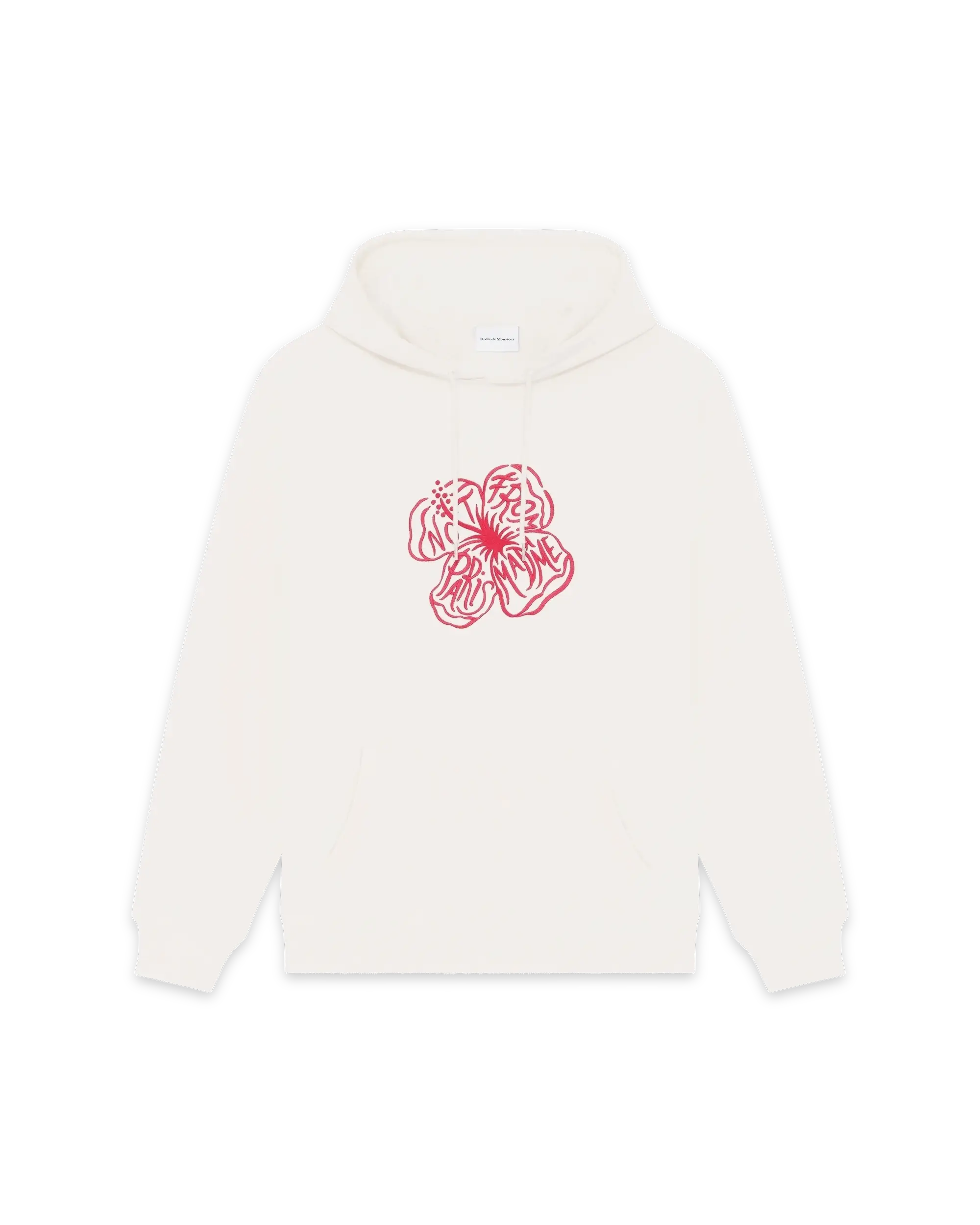 Drôle De Monsieur Slogan Hibiscus Hoodie Off-White Terry