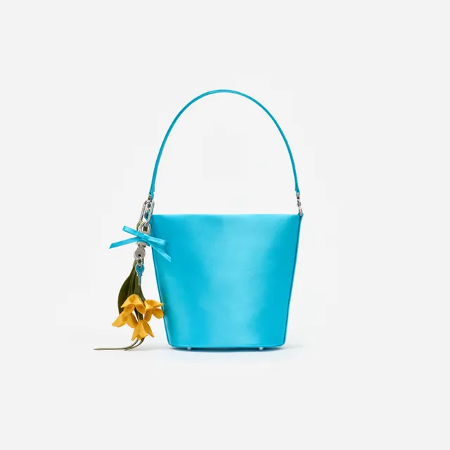 Self Portrait Blue Satin Bucket Bag Schultertasche Blau Satin