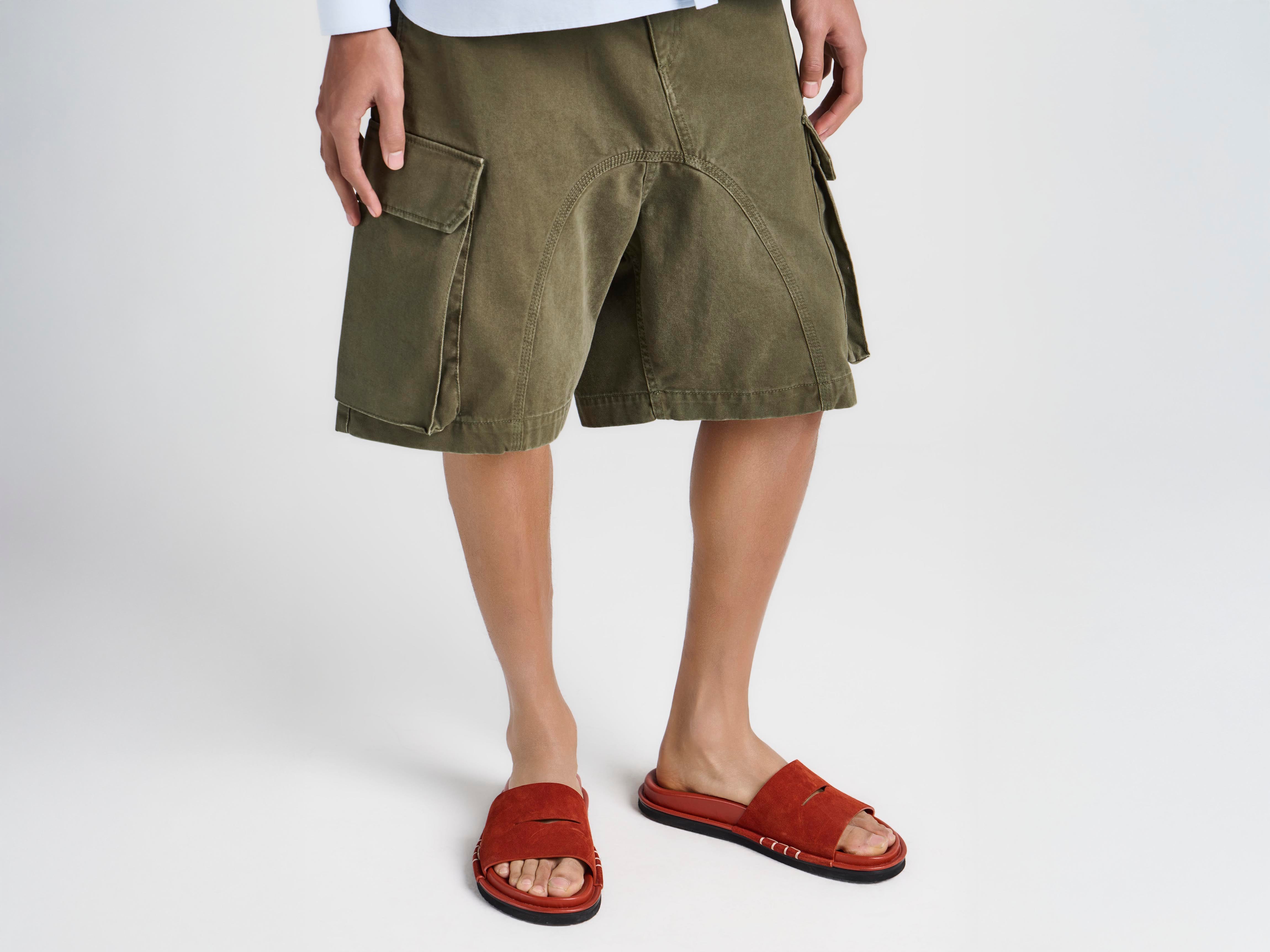 J.W. Anderson Fussbett Loafer Slides Rost Wildleder Herren