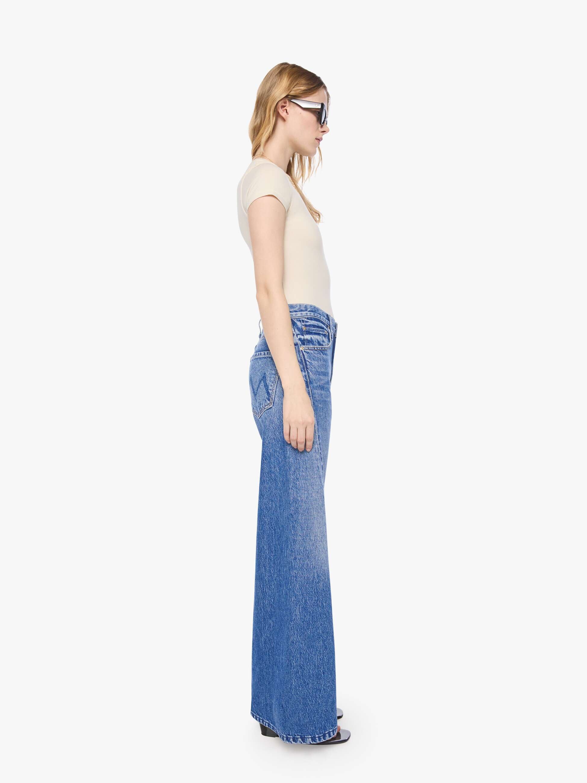 Mother Petites Lil Lemon Twist Wide Leg Jeans Blau