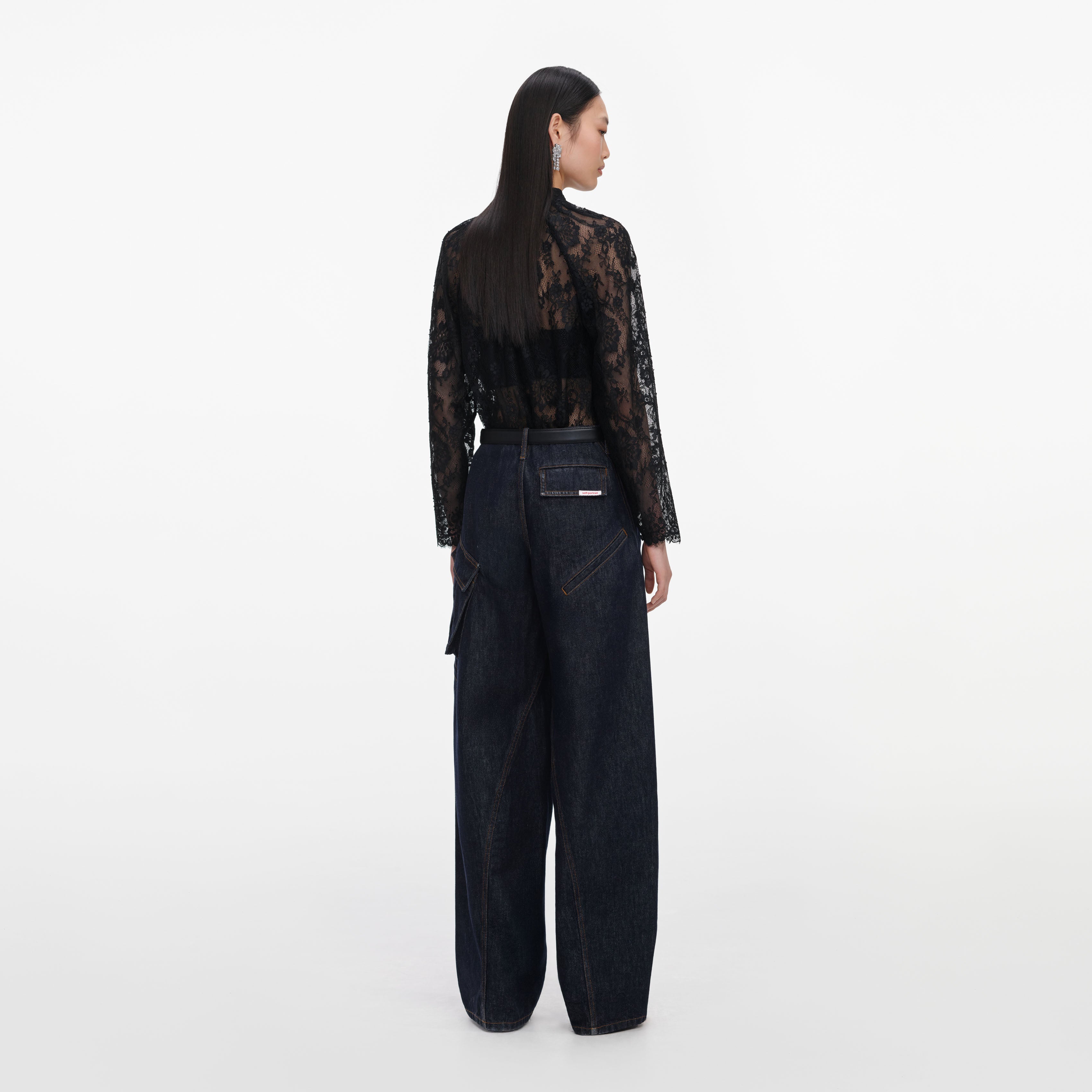 Self Portrait Tops Black Lace Blouse Bluse schwarz