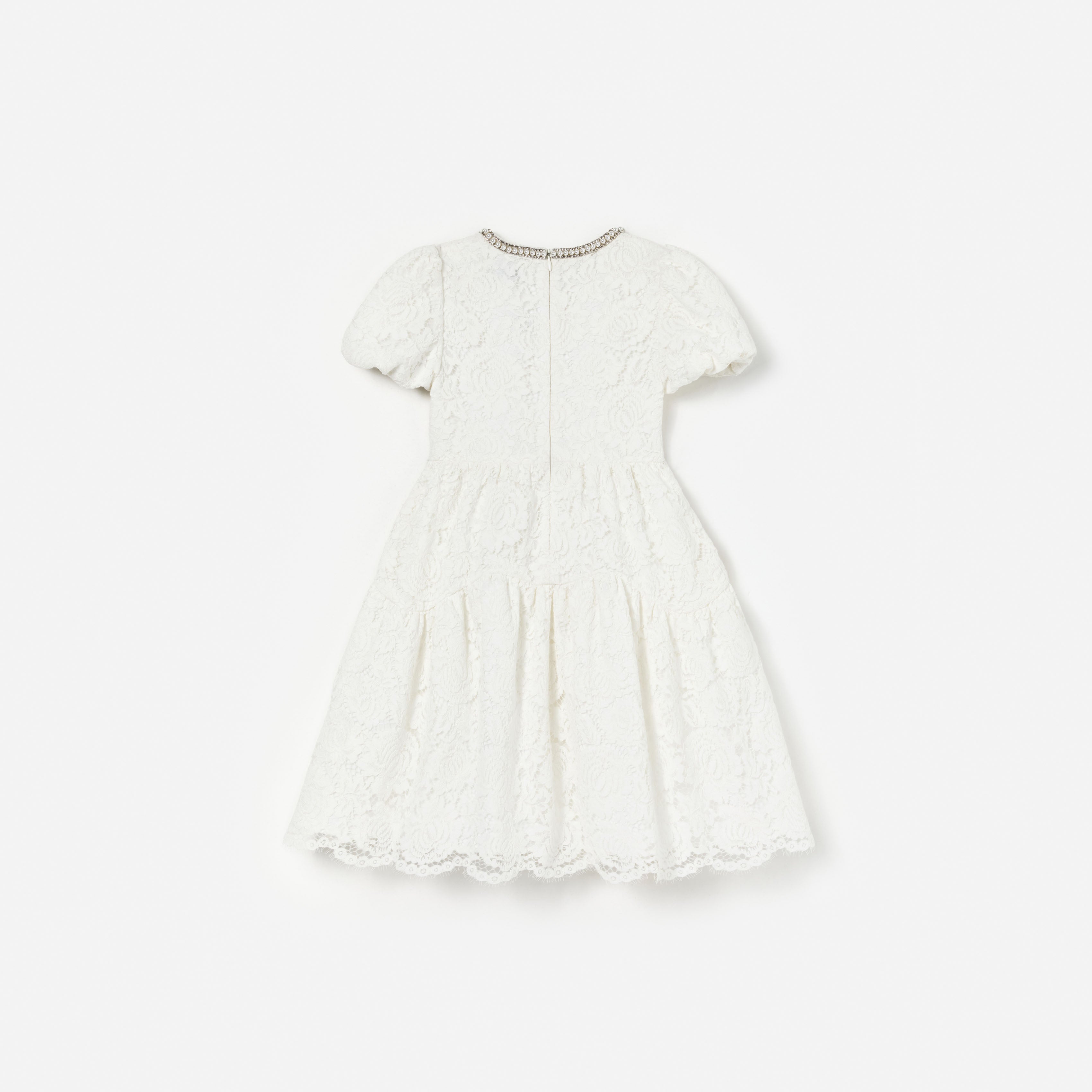 Self Portrait White Lace Pearl Trim Kinderkleid Weiss