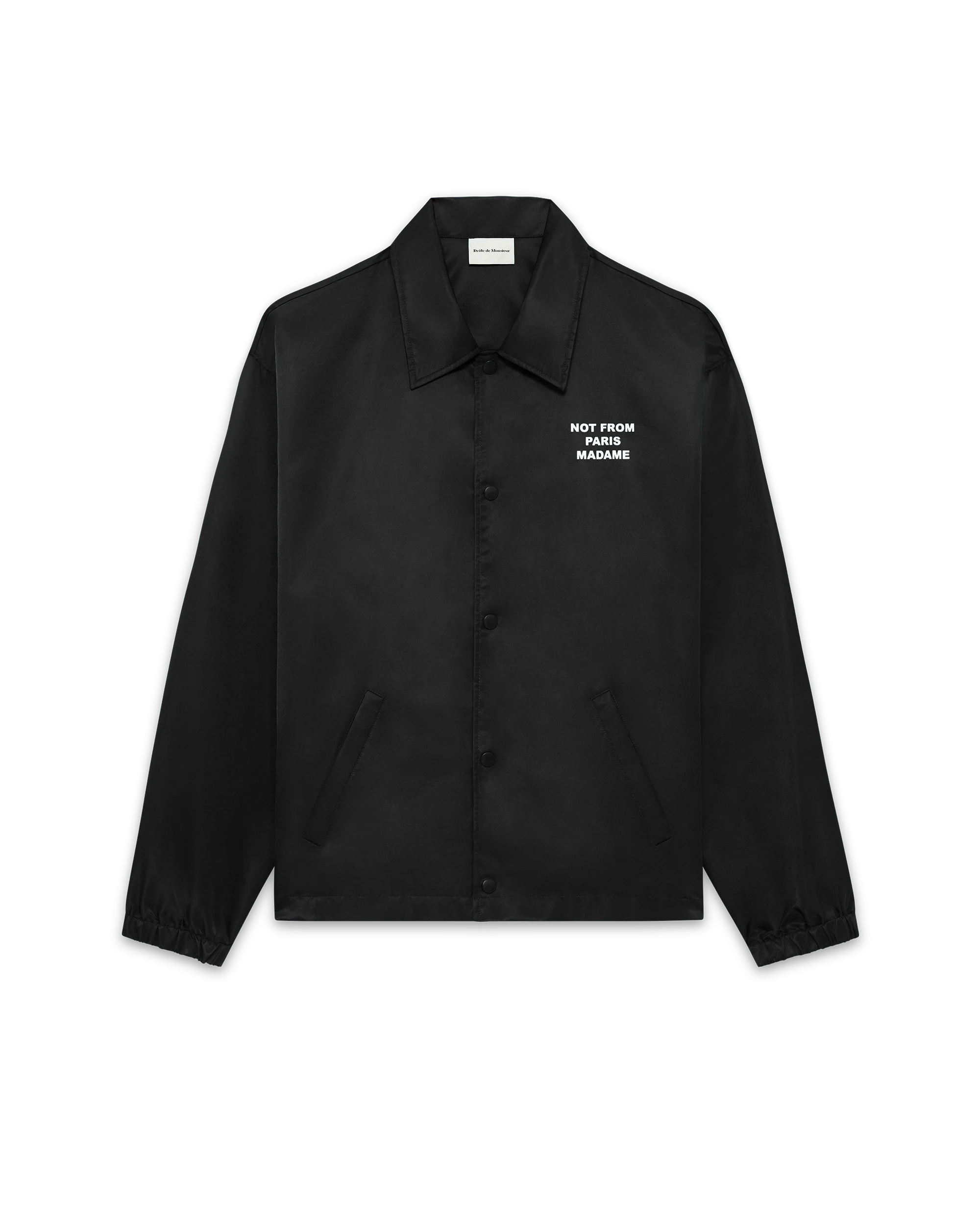 Drôle De Monsieur Veste Slogan Jacke Schwarz Nylon Wasserabweisend