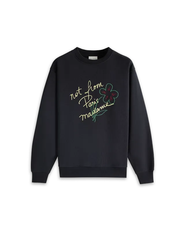 Drôle De Monsieur Sweatshirt Slogan Esquisse Schwarz Baumwolle