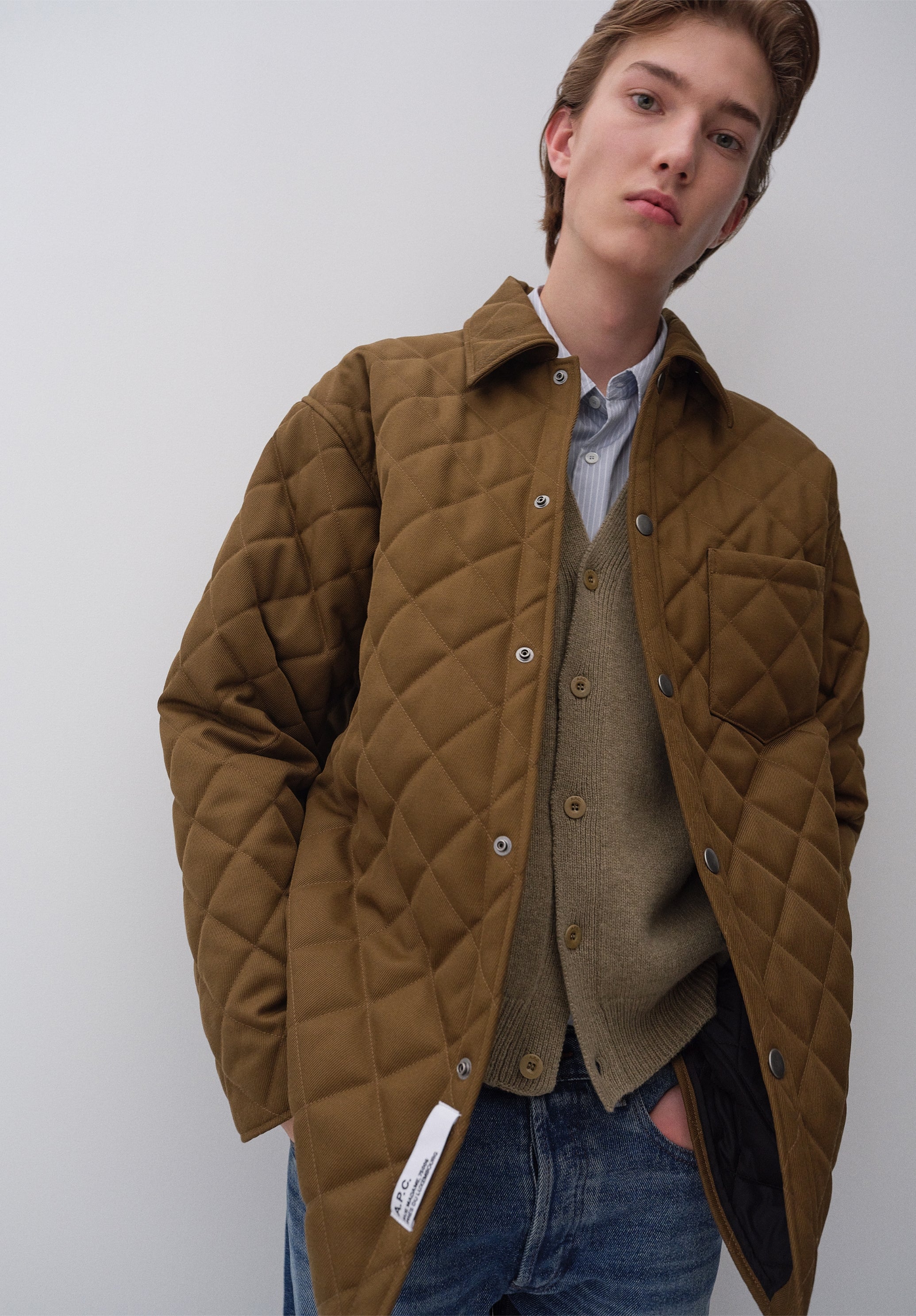 A.P.C. Wolljacke khaki gesteppt Unisex