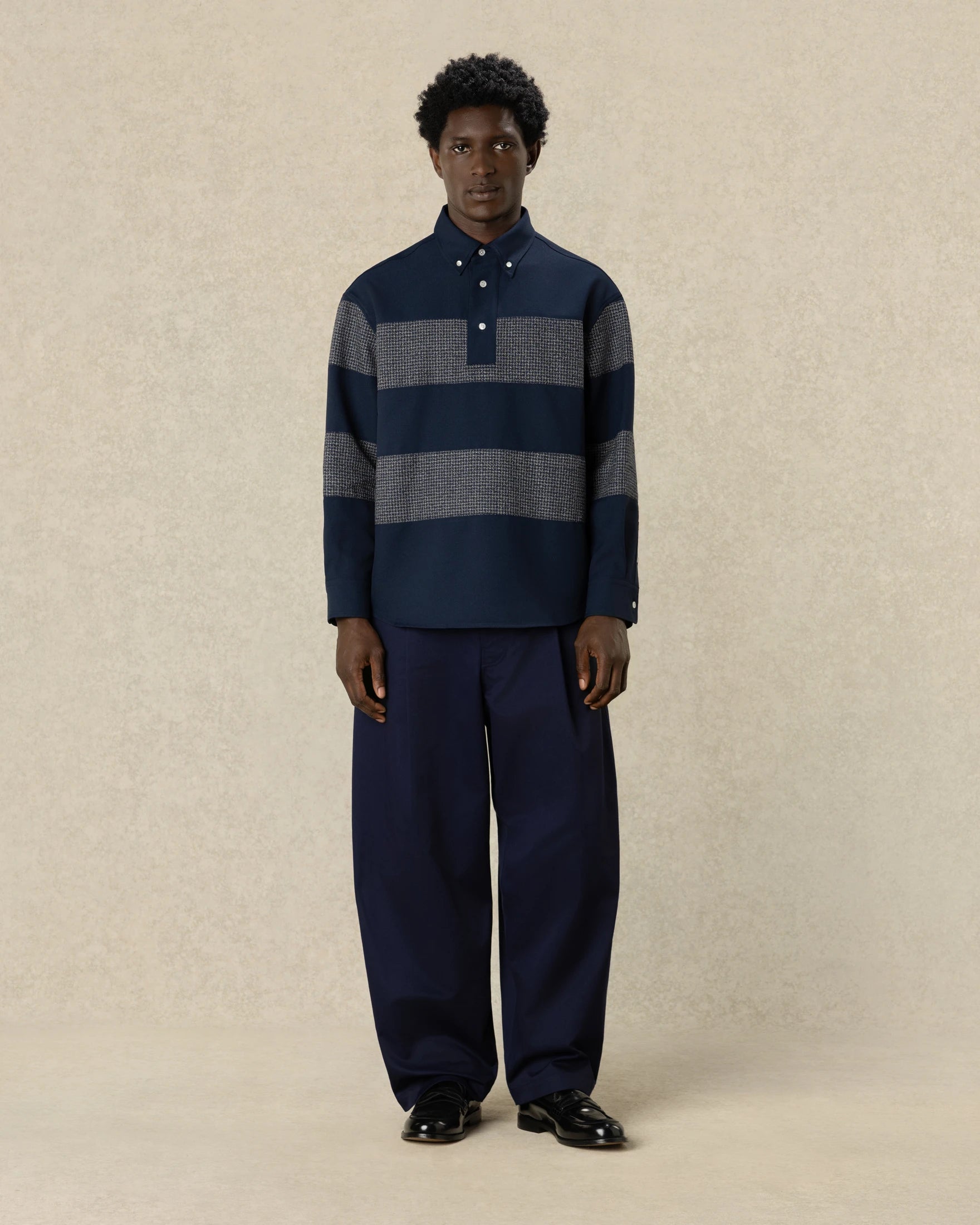 Drôle De Monsieur Striped Polo Shirt Navy Polyester